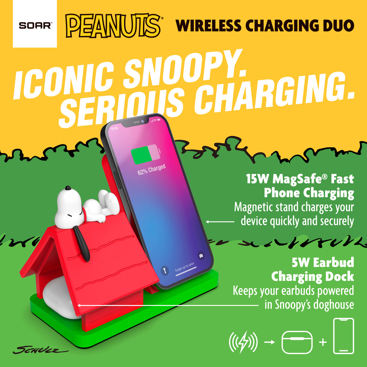 Peanuts Wireless Charging Station Red Dog House
