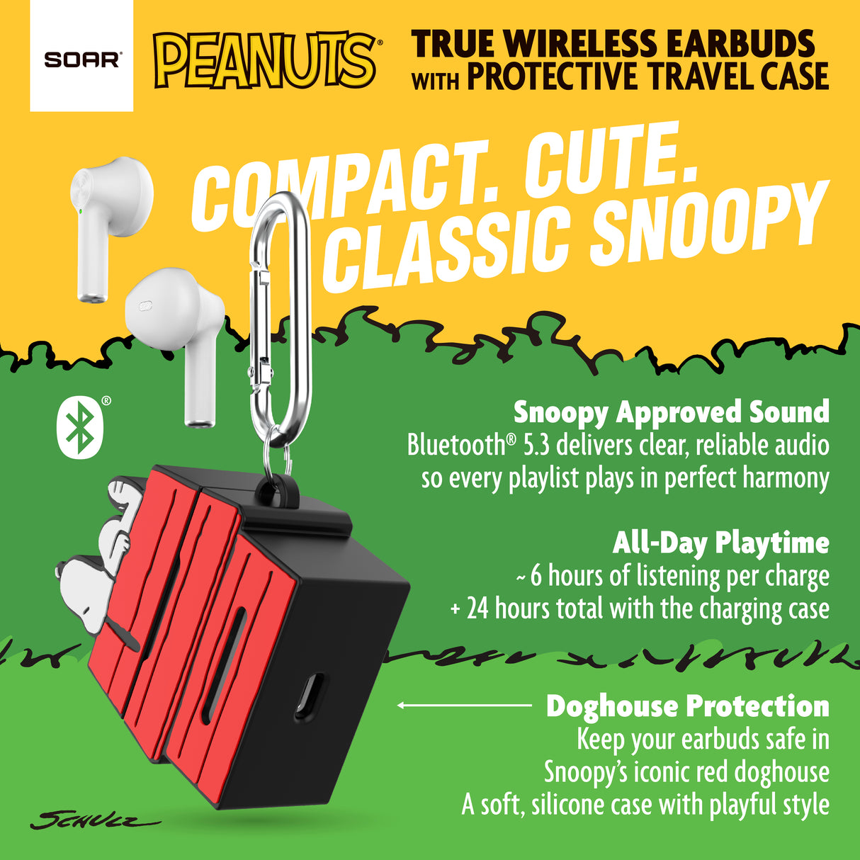 Peanuts True Wireless Earbuds with Protective Case Red Dog House