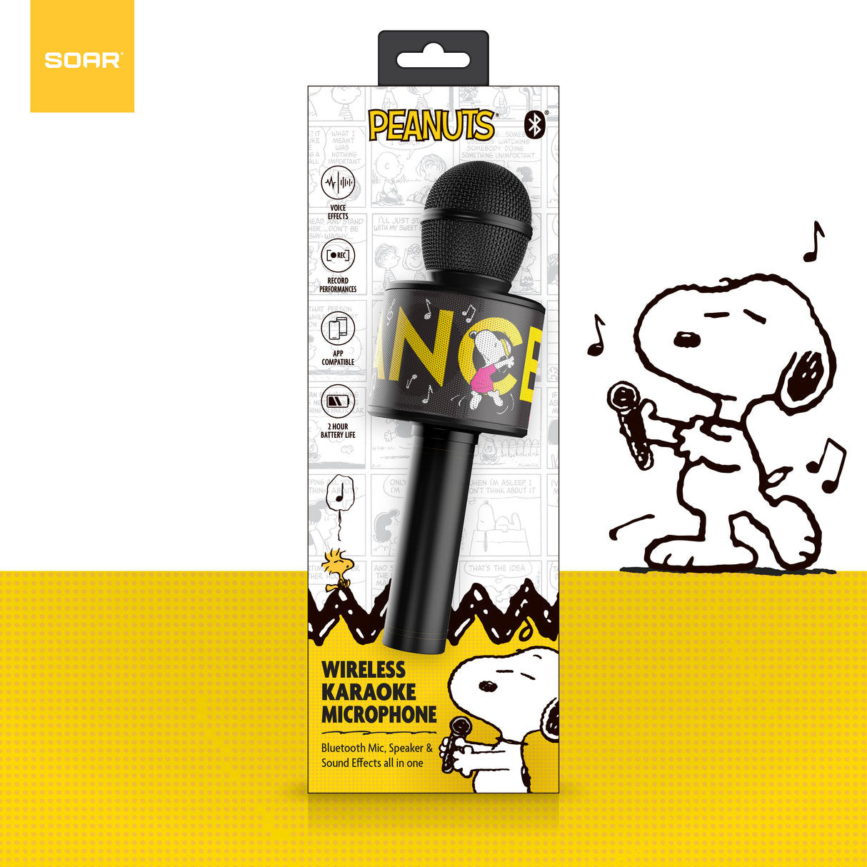 Peanuts Wireless Karaoke Microphone- Black