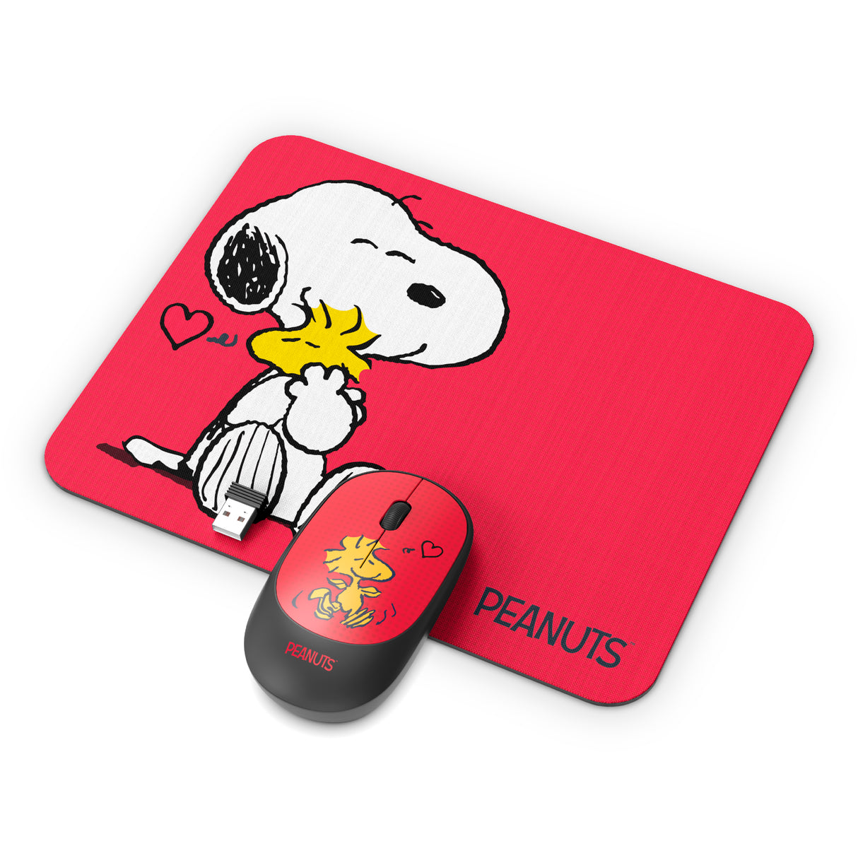 Peanuts Mouse & Mouse Pad Combo Red- Hug