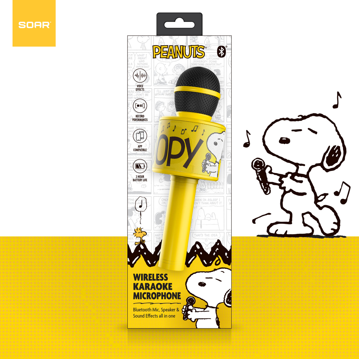 Peanuts Wireless Karaoke Microphone- Yellow