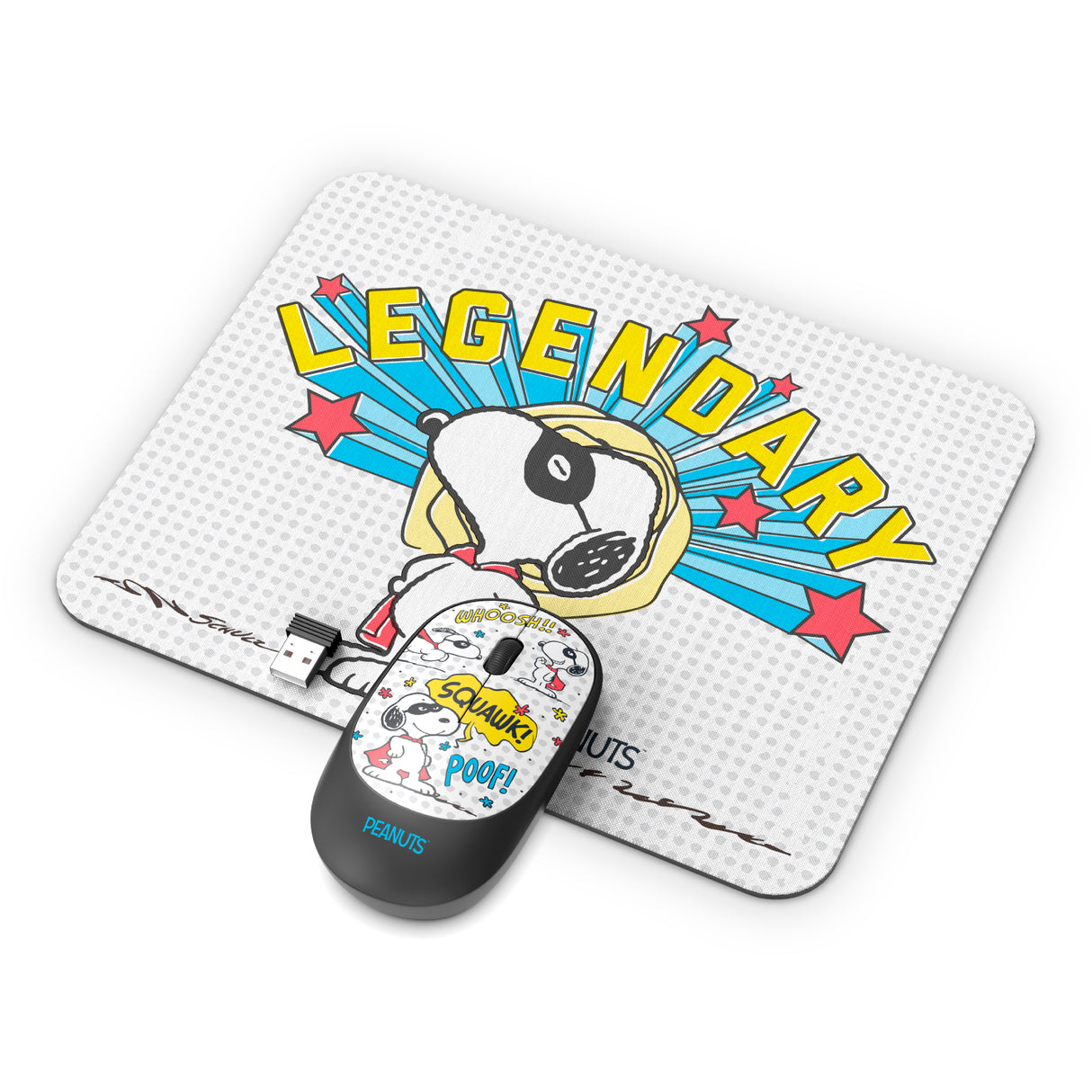 Peanuts Mouse & Mouse Pad Combo White- Legendary Snoopy