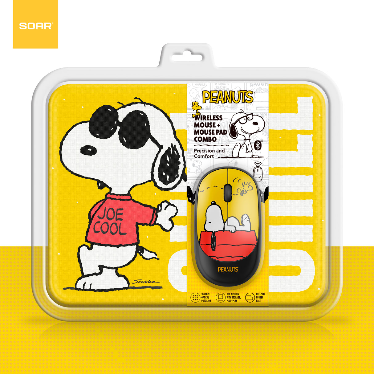 Peanuts Mouse & Mouse Pad Combo Yellow- Chill
