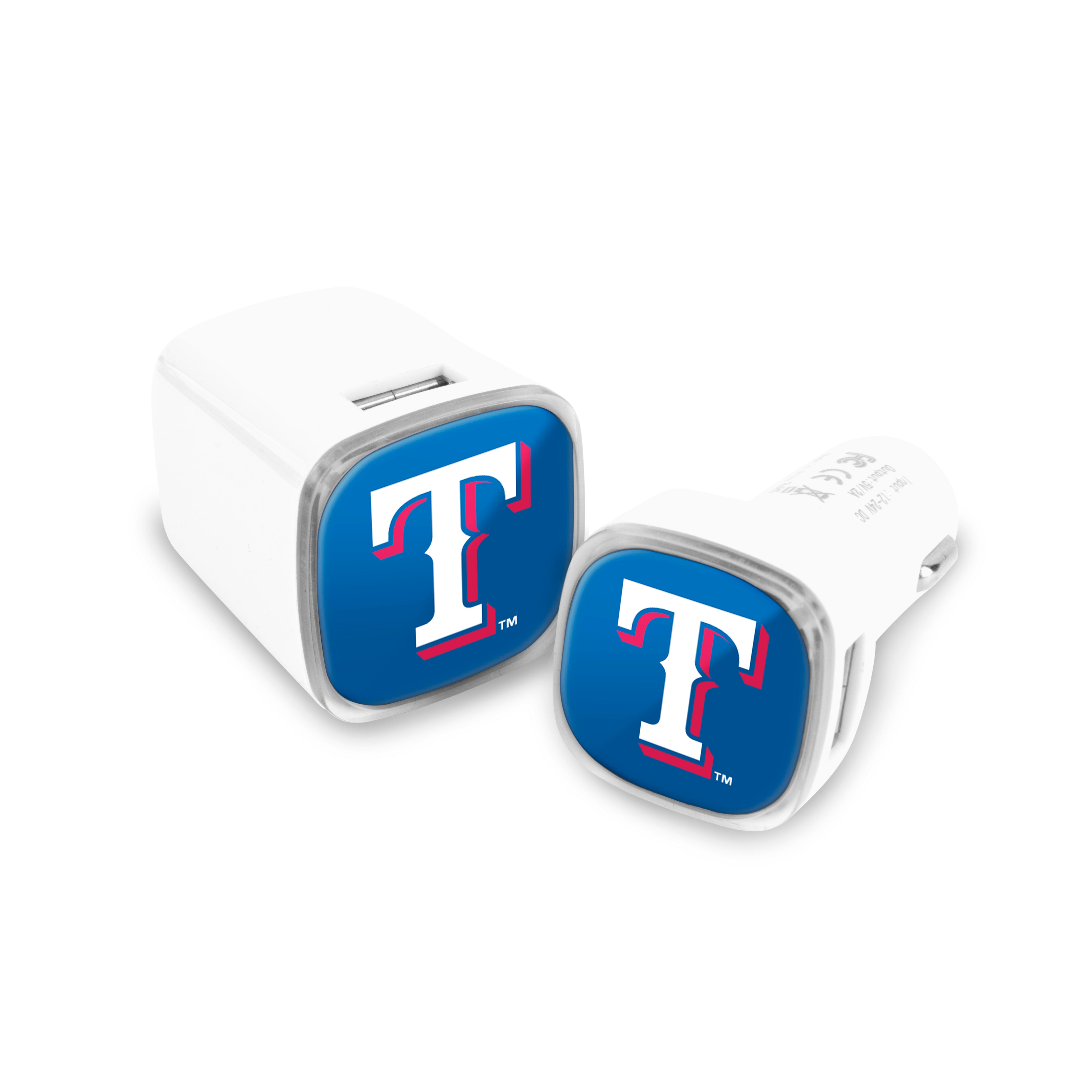 Texas Rangers MLB 2 Pack Car + Wall Chargers