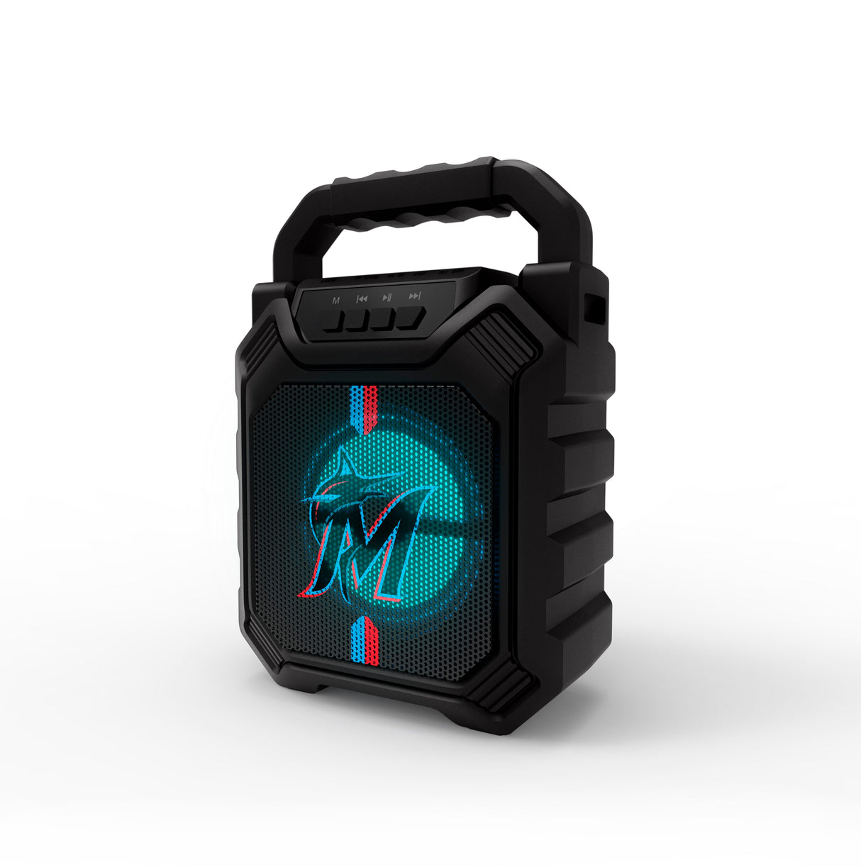 Miami Marlins MLB Syncable Bluetooth Wireless Speaker with LED Lights & FM Radio