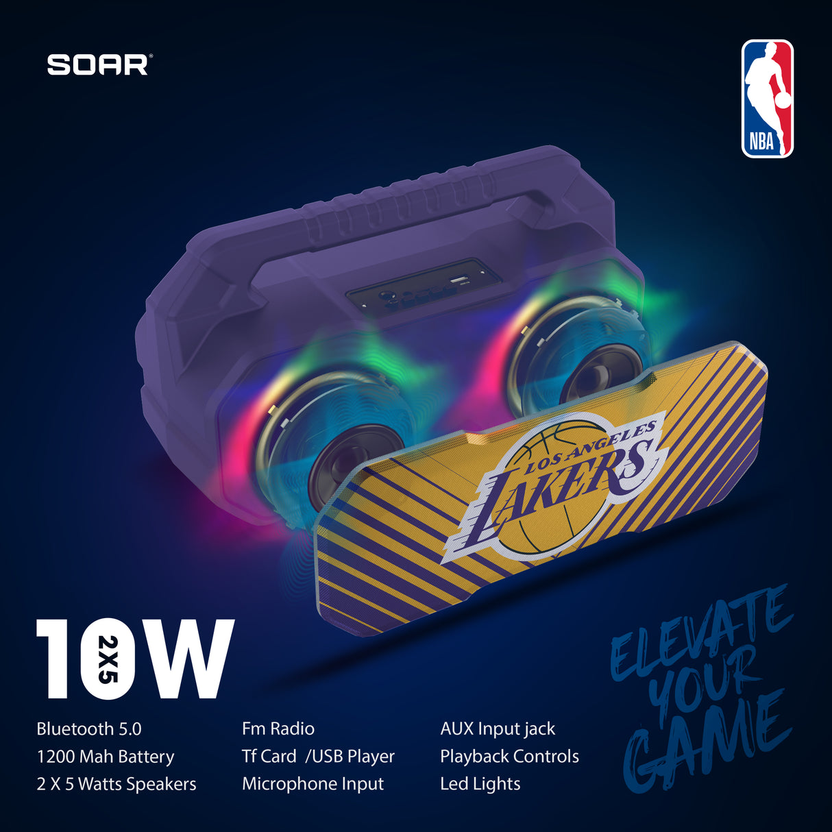 NBA Shockbox Bluetooth BOOMBOX Speaker with FM Radio