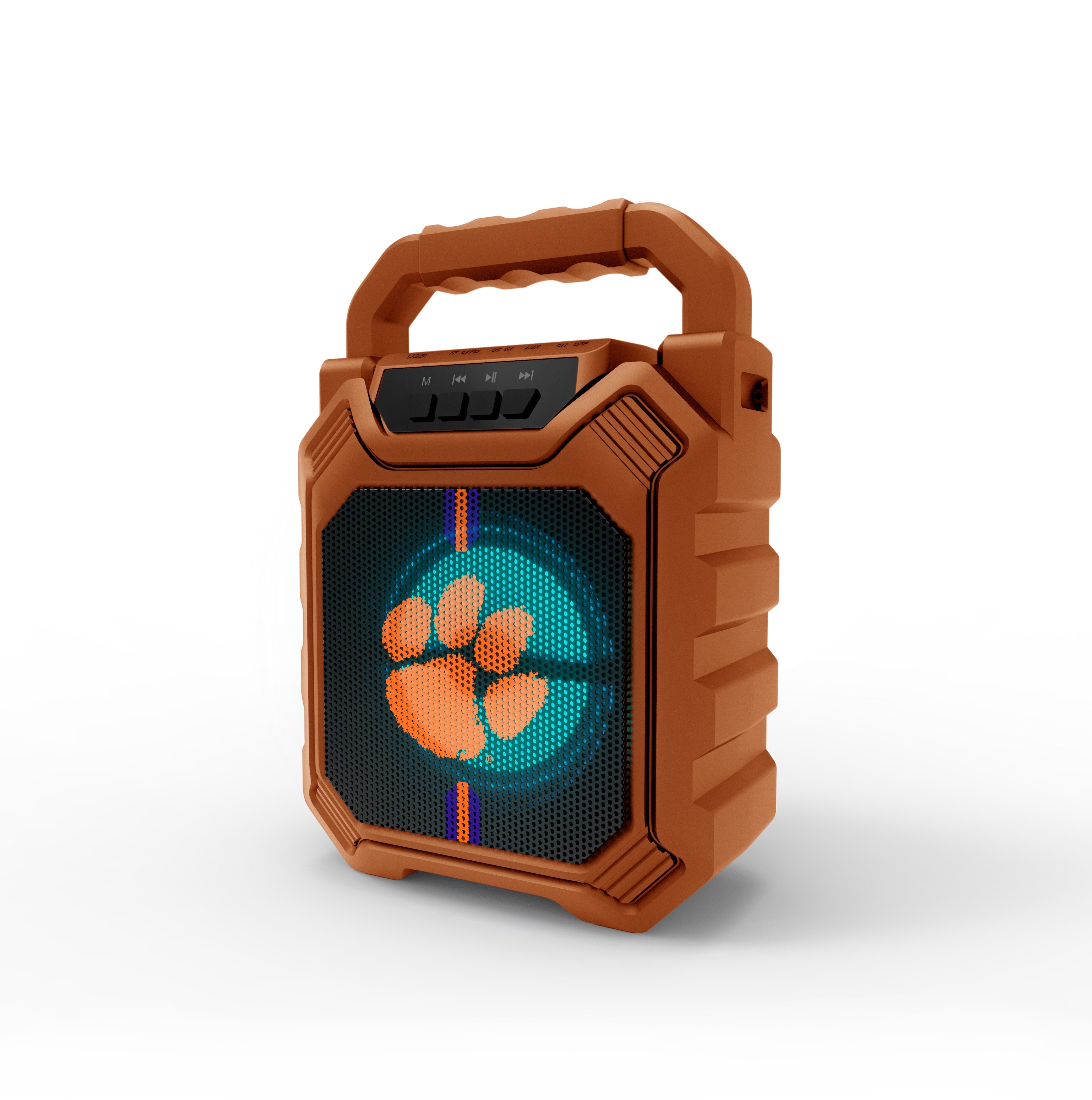 Clemson Tigers NCAA Syncable Bluetooth Wireless Speaker with LED Lights & FM Radio