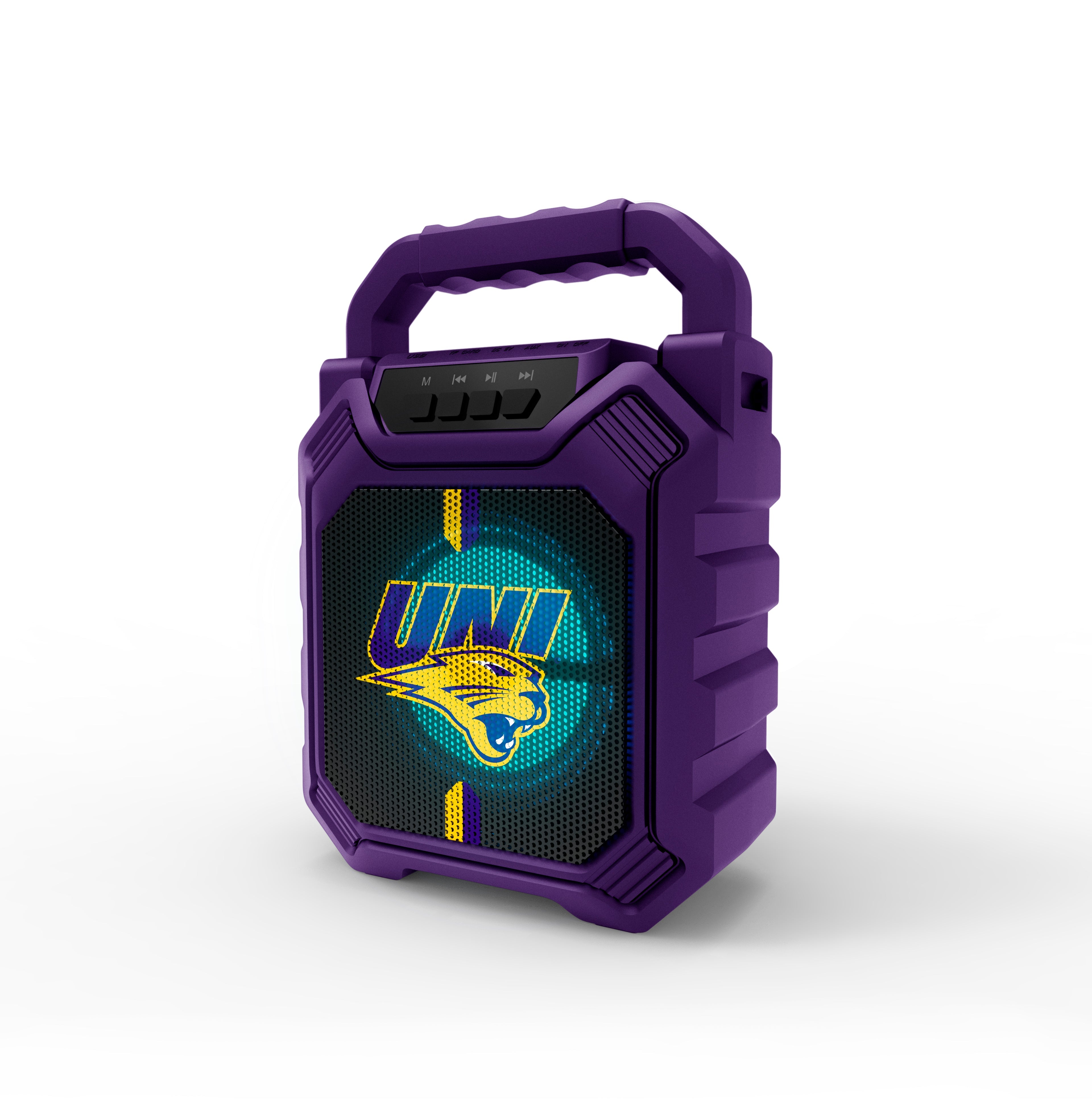 Northern Iowa Panthers NCAA Syncable Bluetooth Wireless Speaker with LED Lights & FM Radio