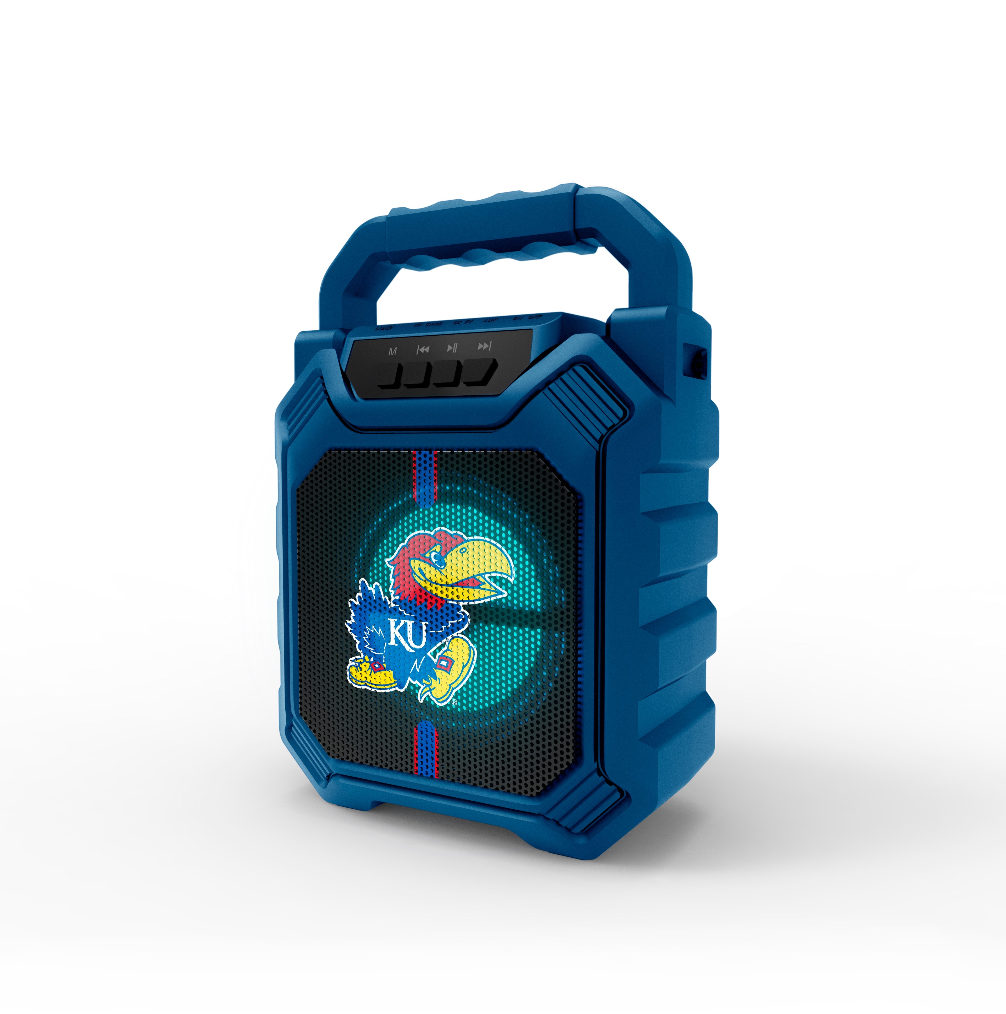 Kansas Jayhawks NCAA Syncable Bluetooth Wireless Speaker with LED Lights & FM Radio