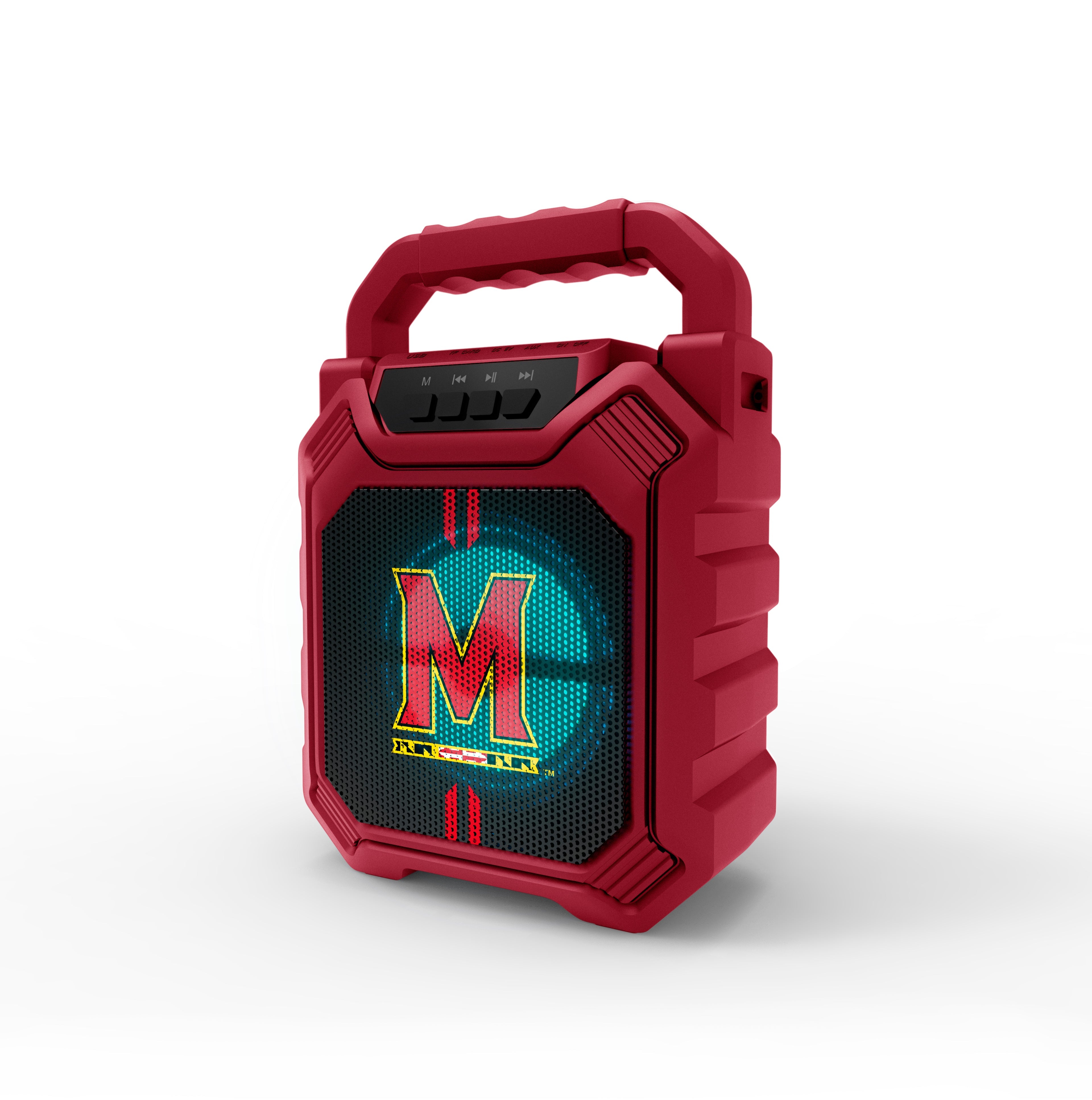 Maryland Terrapins NCAA Syncable Bluetooth Wireless Speaker with LED Lights & FM Radio