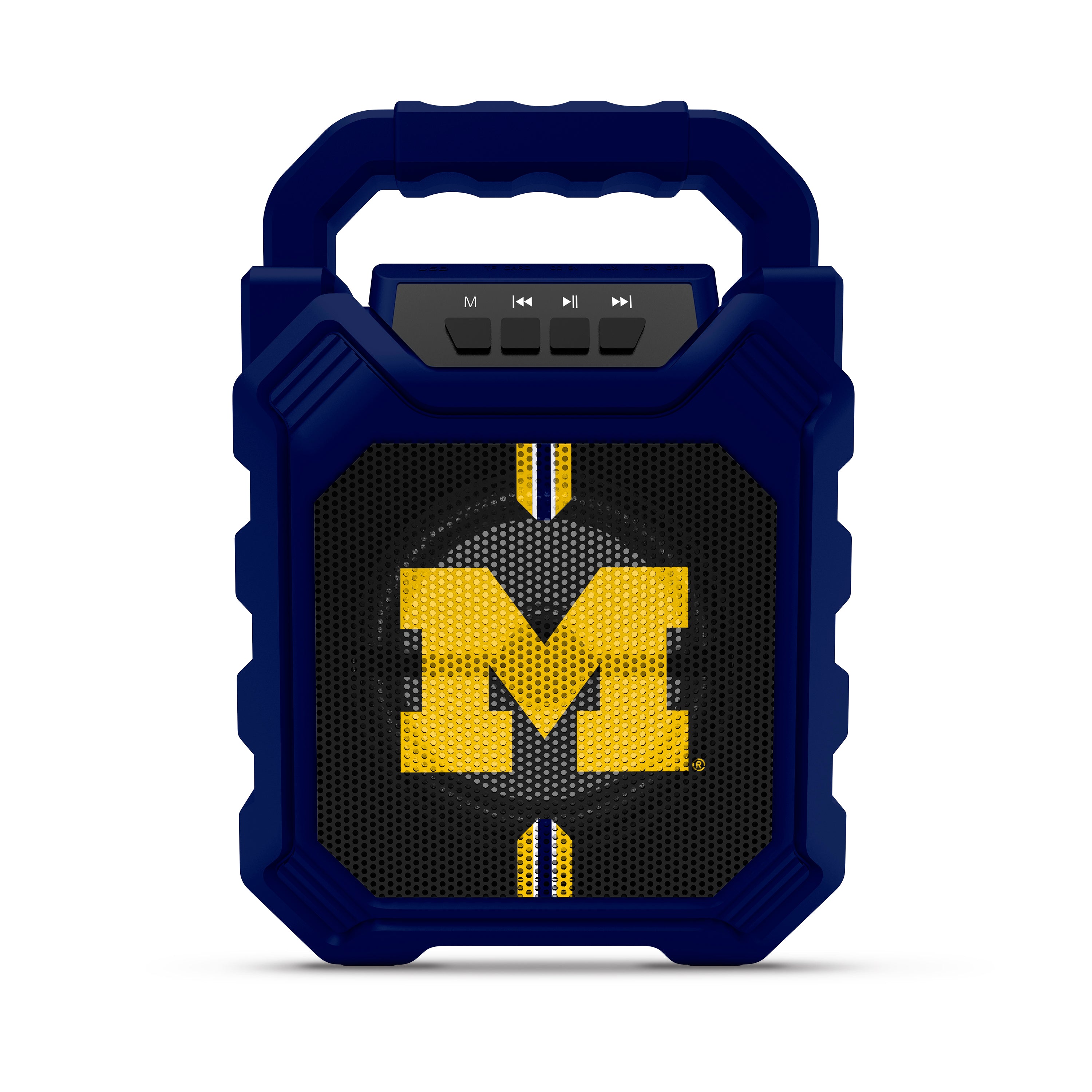 Michigan Wolverines NCAA Syncable Bluetooth Wireless Speaker with LED Lights & FM Radio