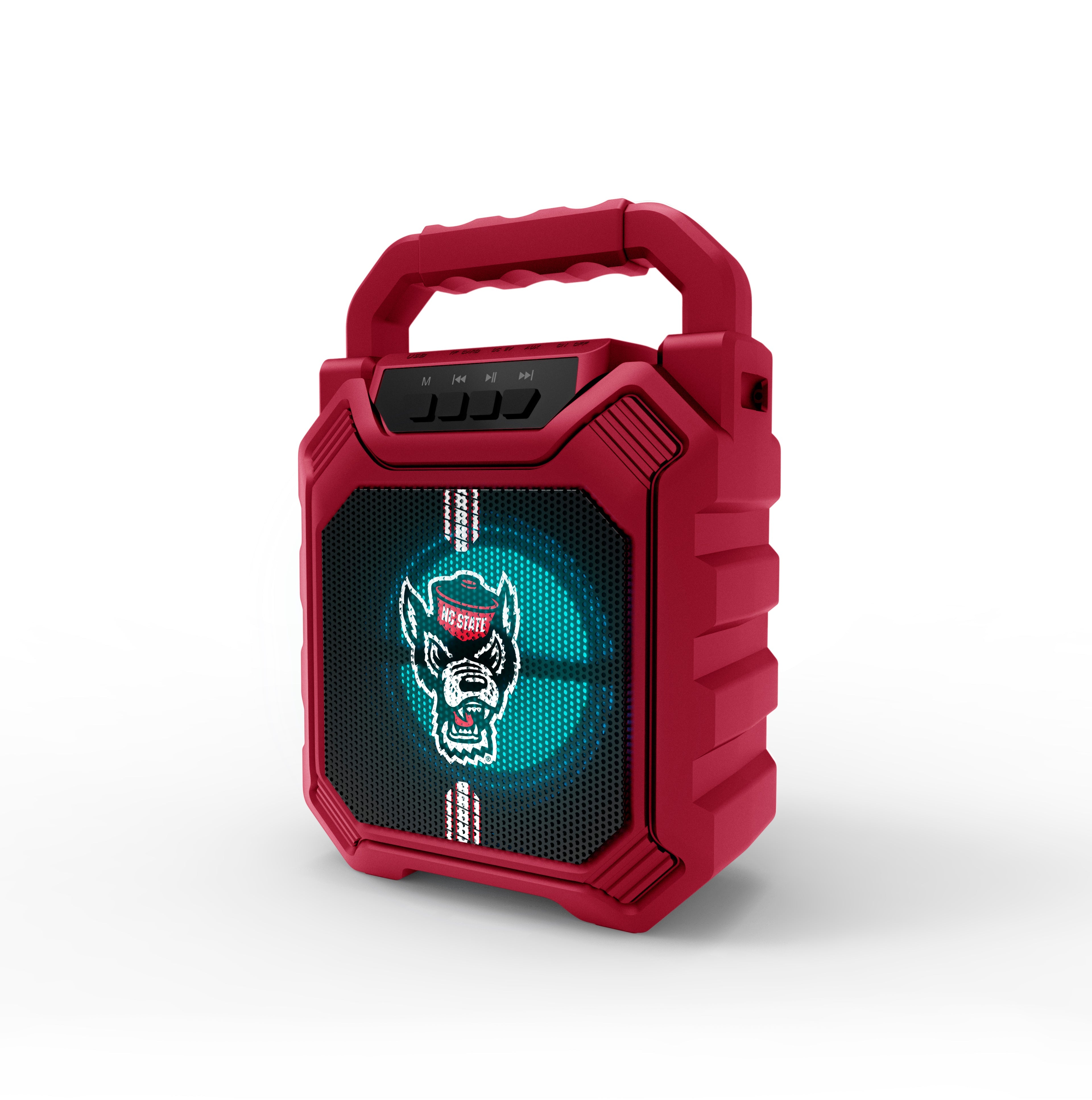 NC State Wolfpack NCAA Syncable Bluetooth Wireless Speaker with LED Lights & FM Radio