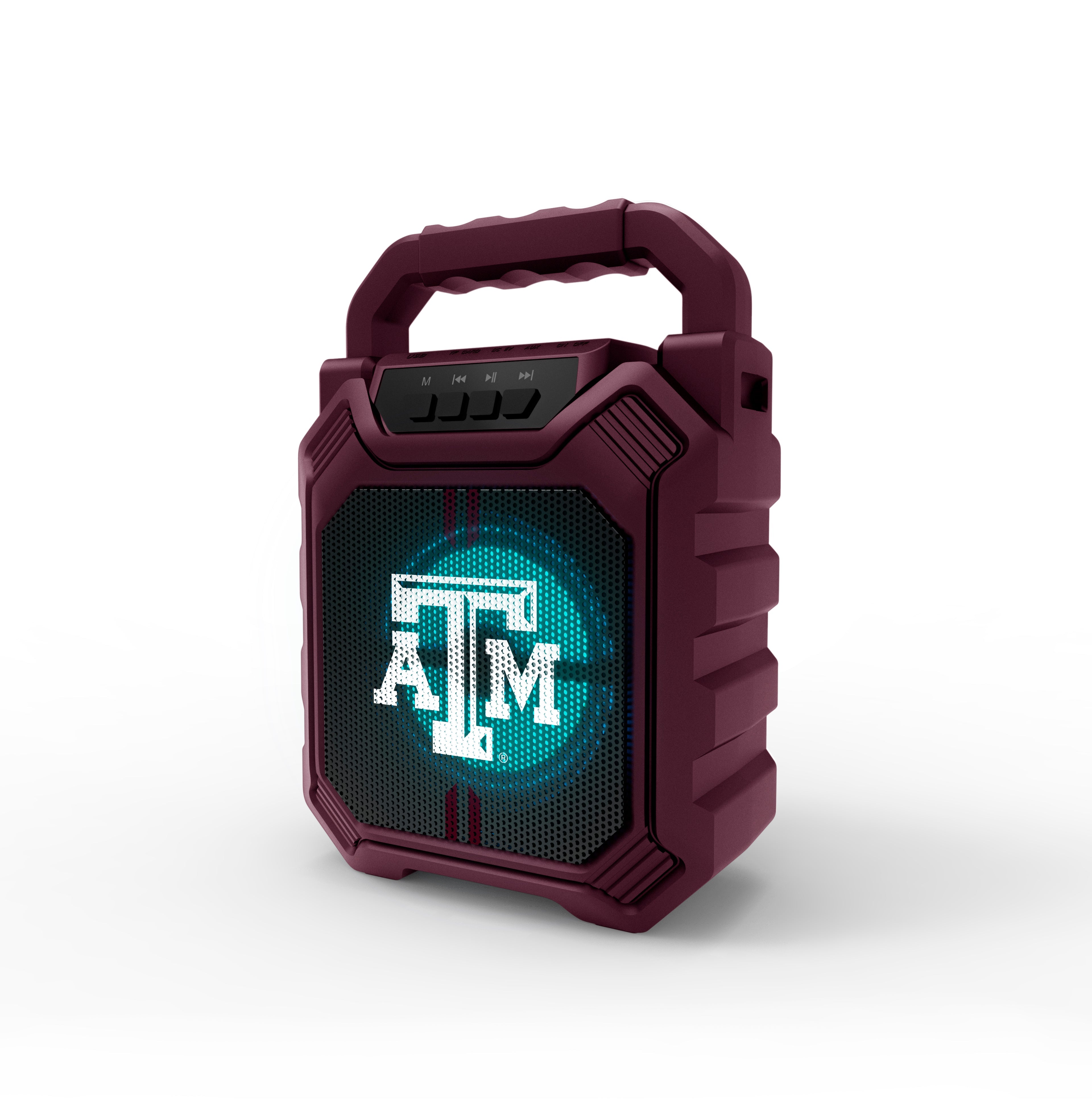 Texas A&M Aggies NCAA Syncable Bluetooth Wireless Speaker with LED Lights & FM Radio