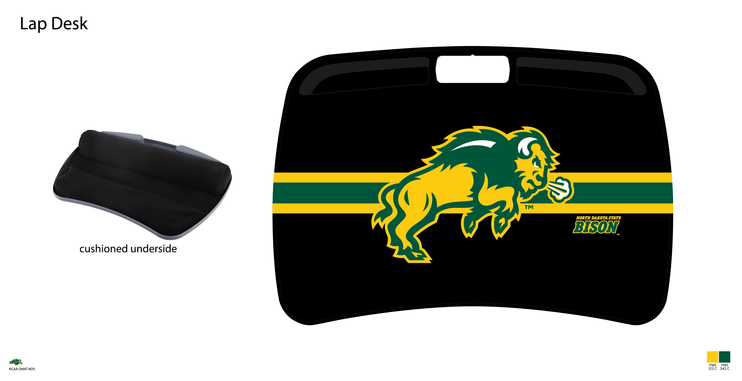 North Dakota State Bison NCAA Portable Lap Desk with Memory Foam