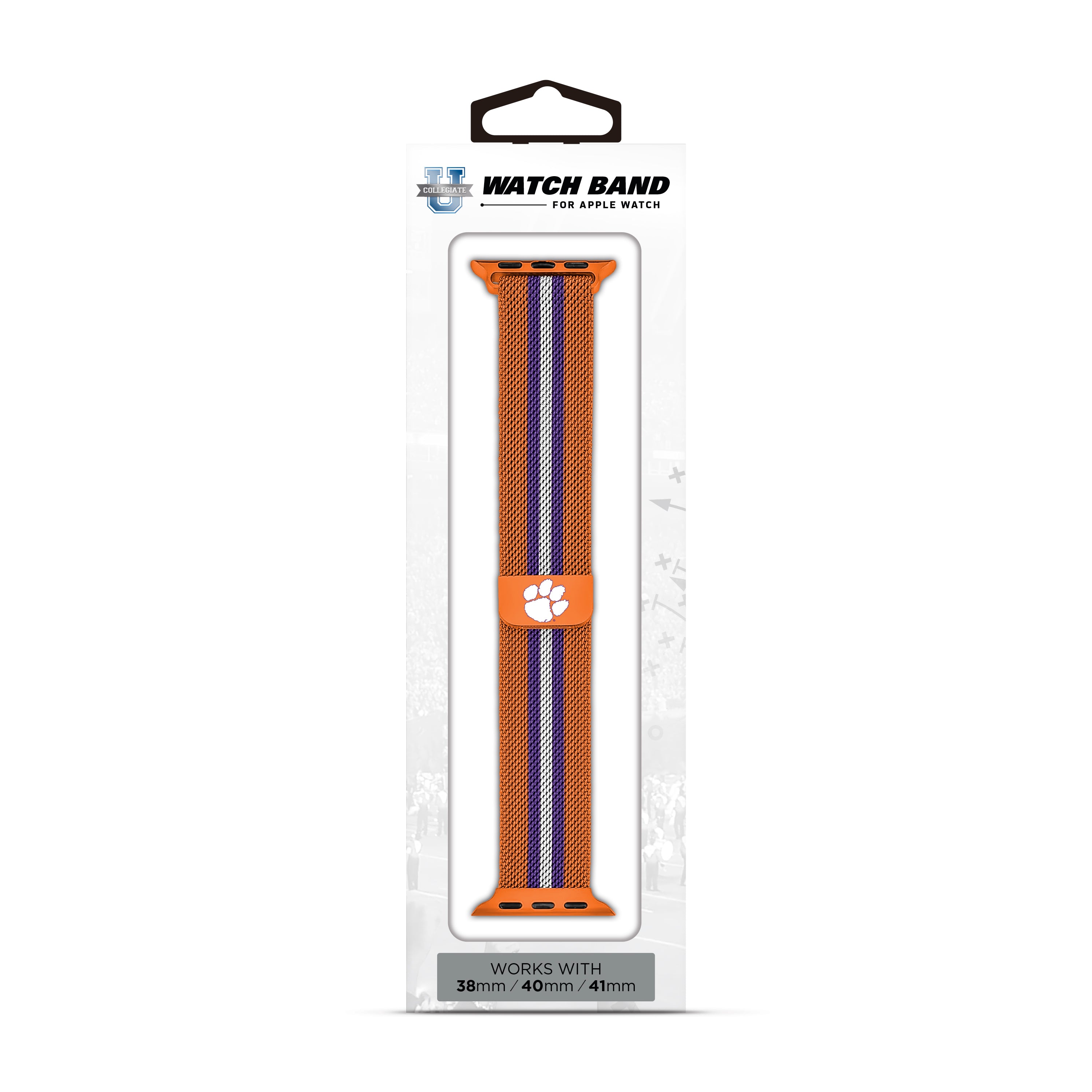 Clemson Tigers NCAA Striped Metallic Watch Band (38mm)