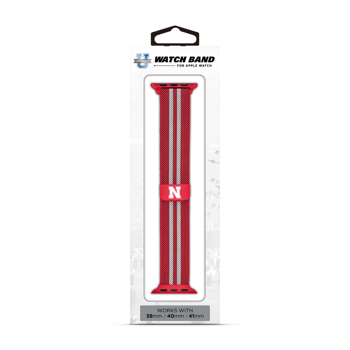 Nebraska Cornhuskers NCAA Striped Metallic Watch Band (38mm)