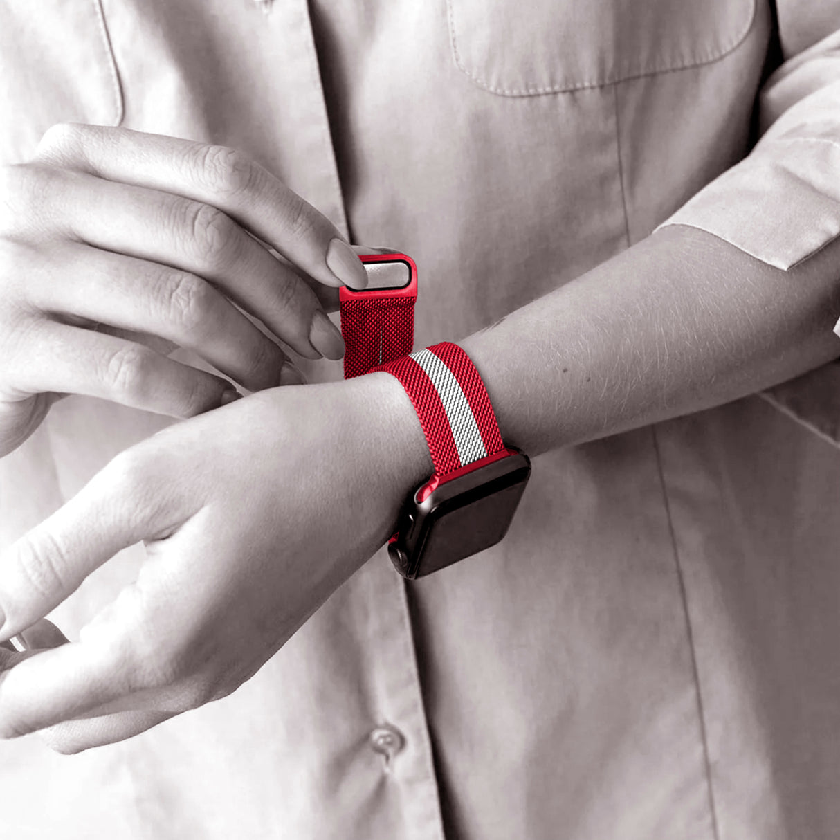 Youngstown State University NCAA Striped Metallic Watch Band (38mm)