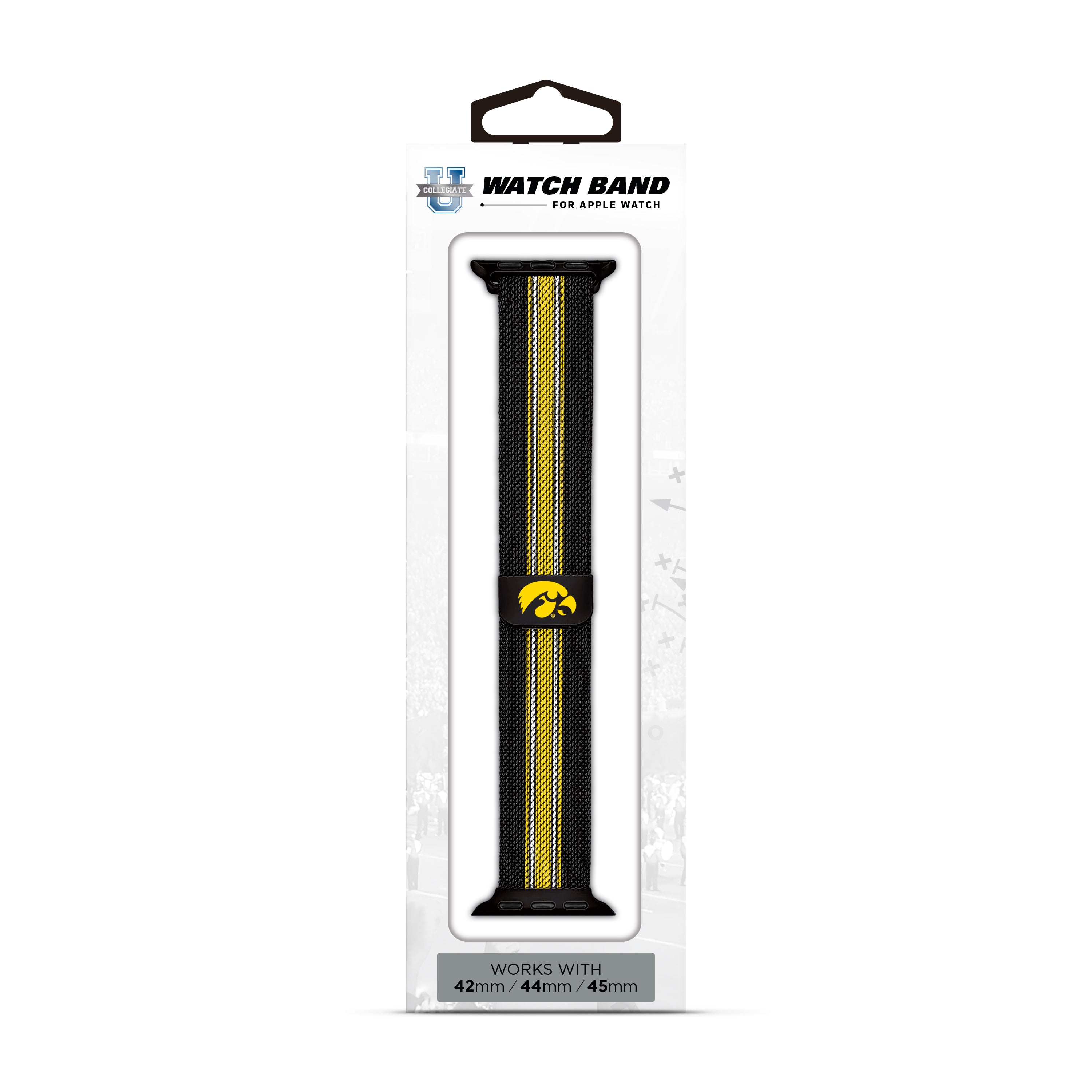 Iowa Hawkeyes NCAA Striped Metallic Watch Band (42mm)