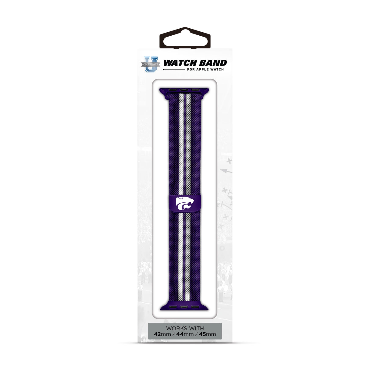Kansas State Wildcats NCAA Striped Metallic Watch Band (42mm)