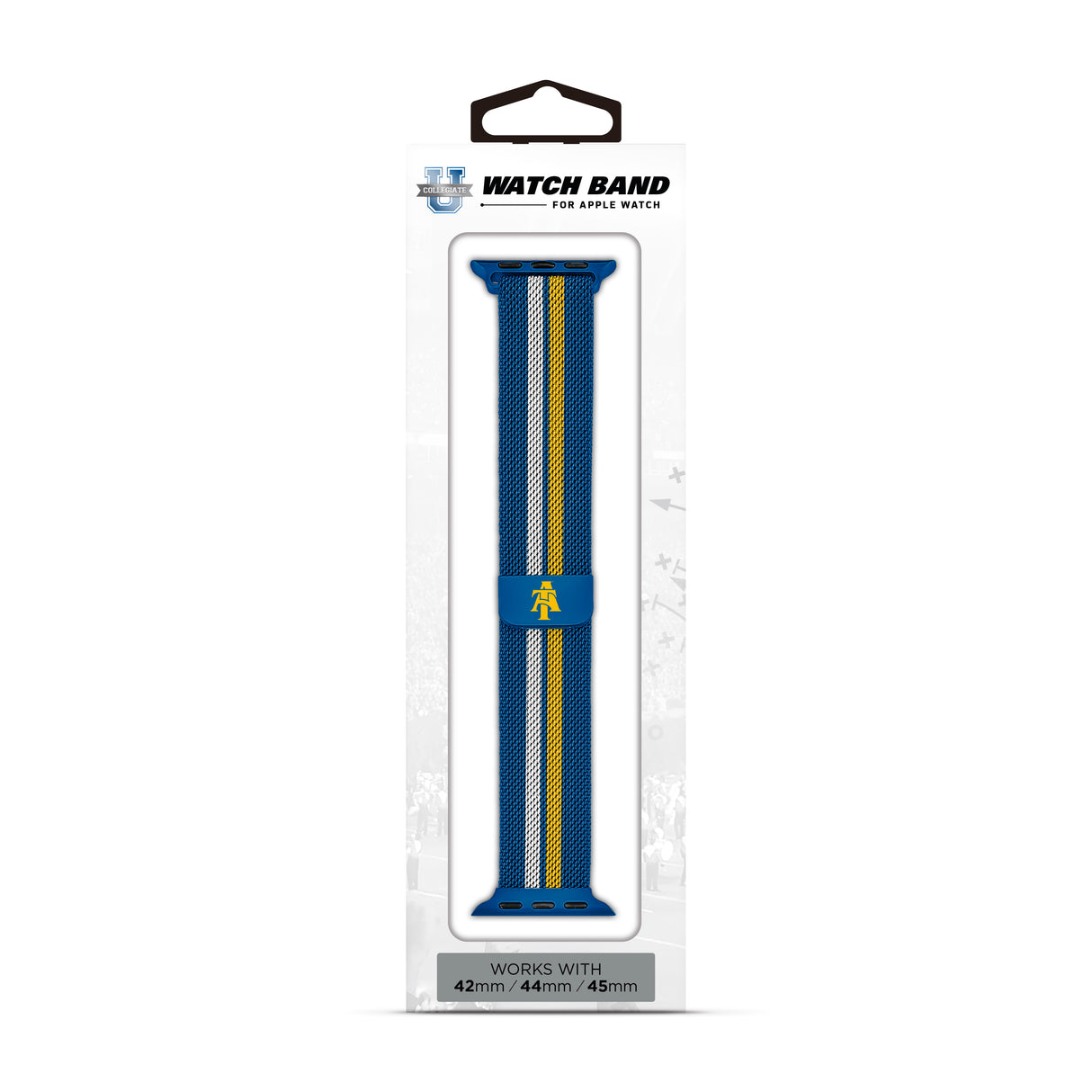 North Carolina A & T State University NCAA Striped Metallic Watch Band (42mm)