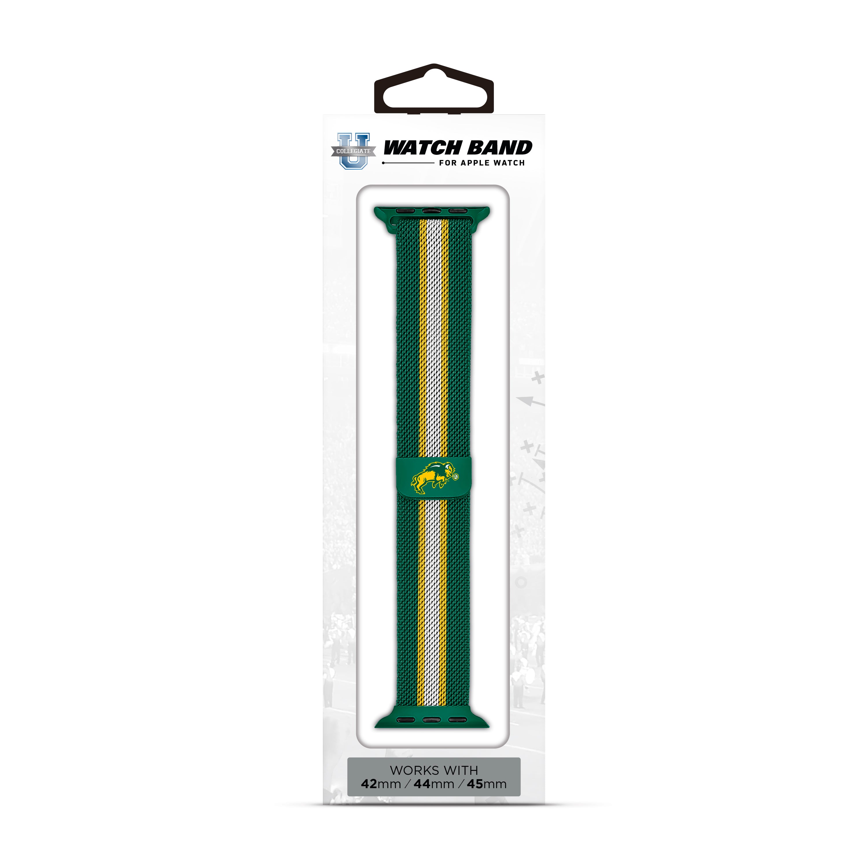 North Dakota State Bison NCAA Striped Metallic Watch Band (42mm)