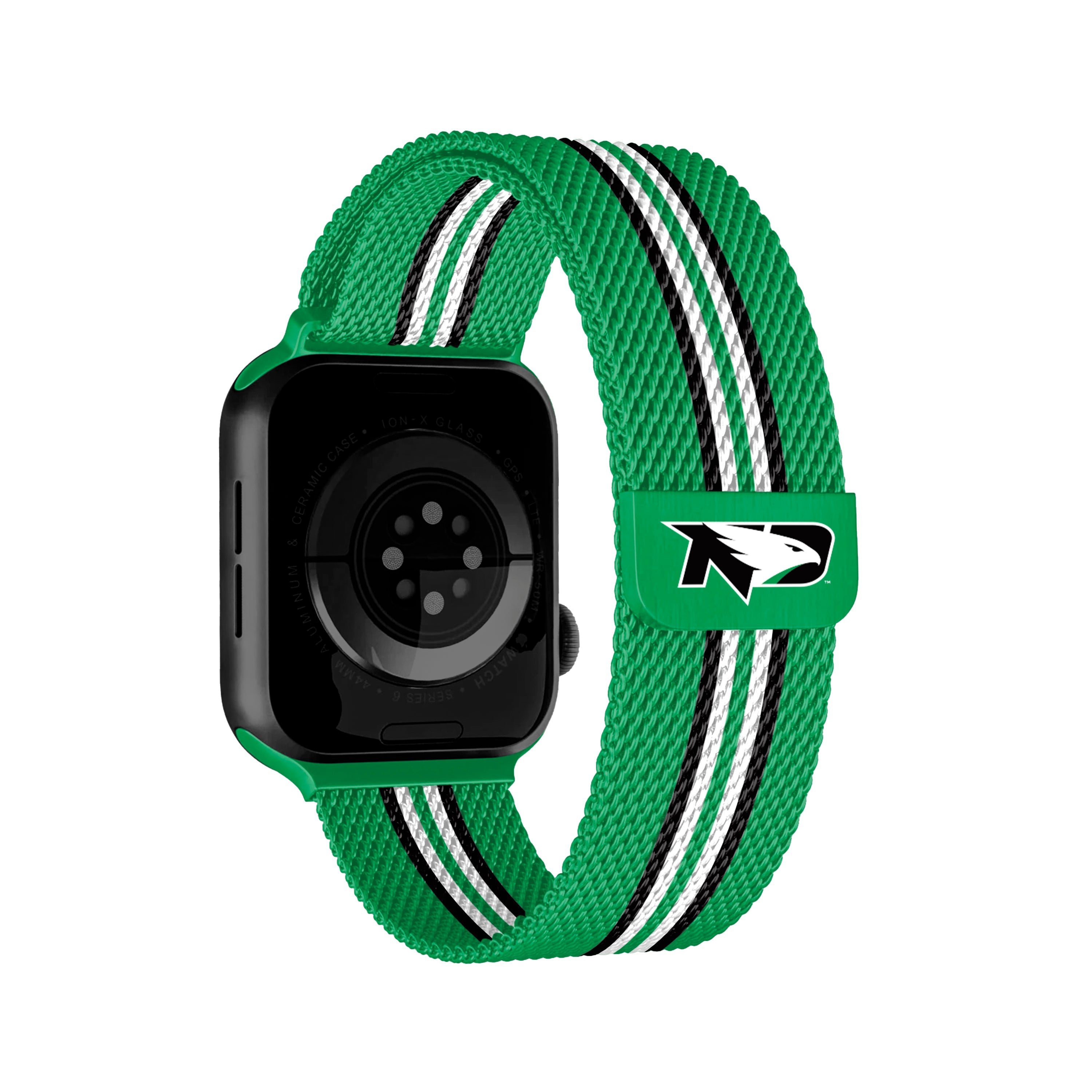 North Dakota Fighting Hawks NCAA Striped Metallic Watch Band (42mm)