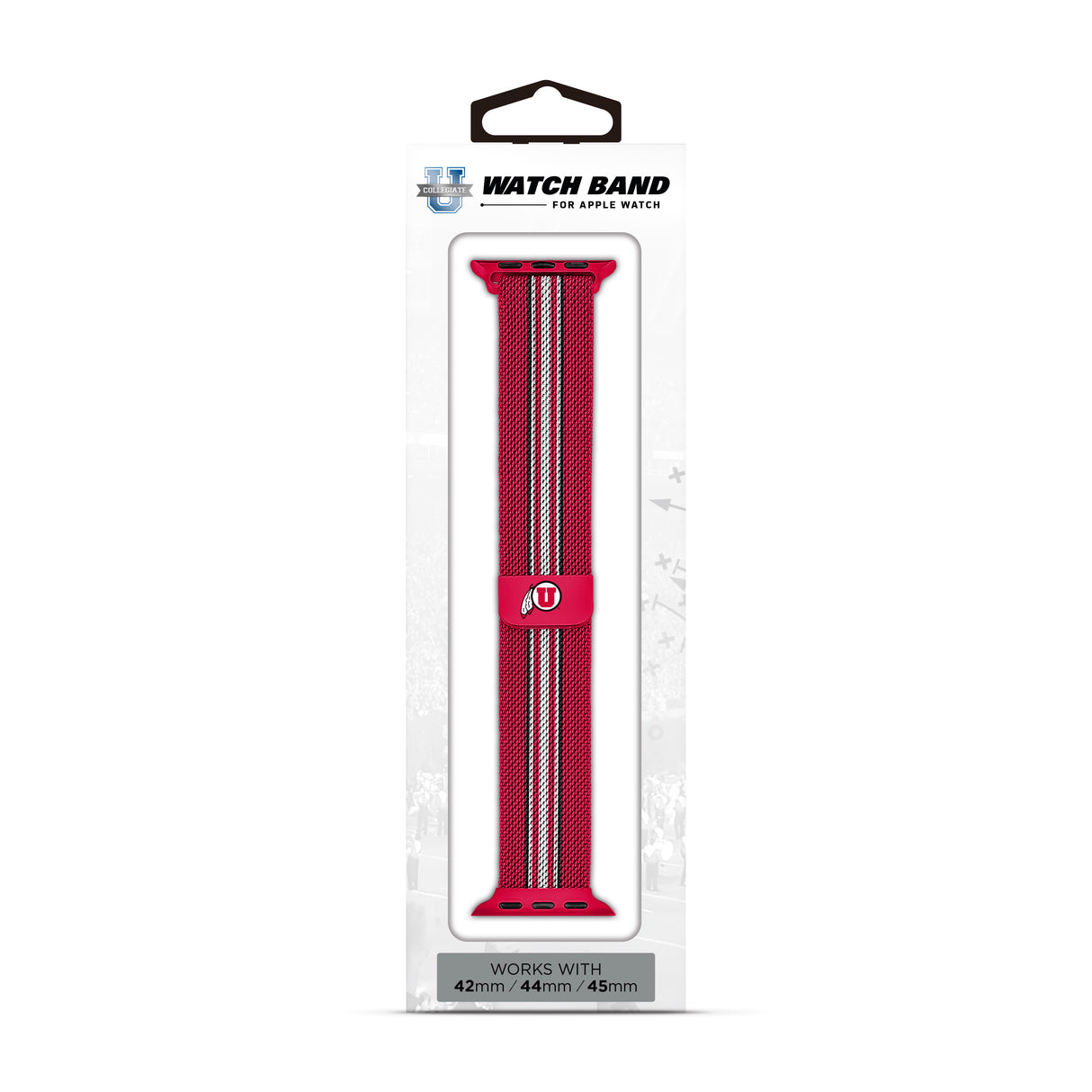 Utah Utes NCAA Striped Metallic Watch Band (42mm)