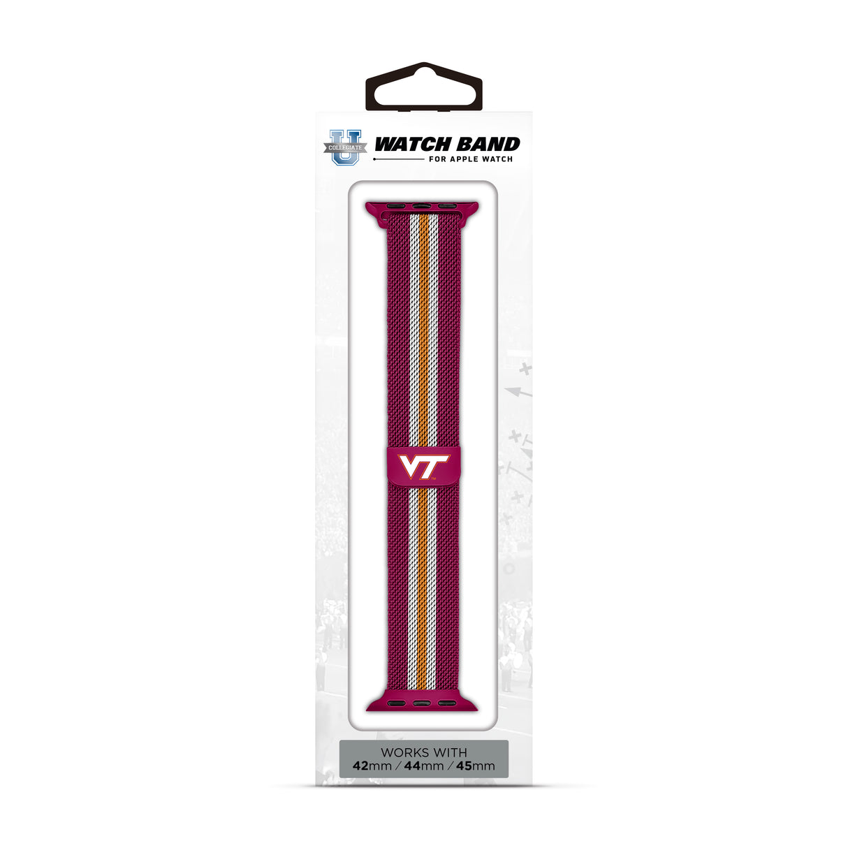 Virginia Tech Hokies NCAA Striped Metallic Watch Band (42mm)