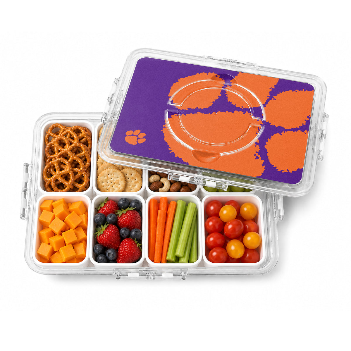 SOAR NCAA Snackle Box- 8 Compartments- Clemson Tigers