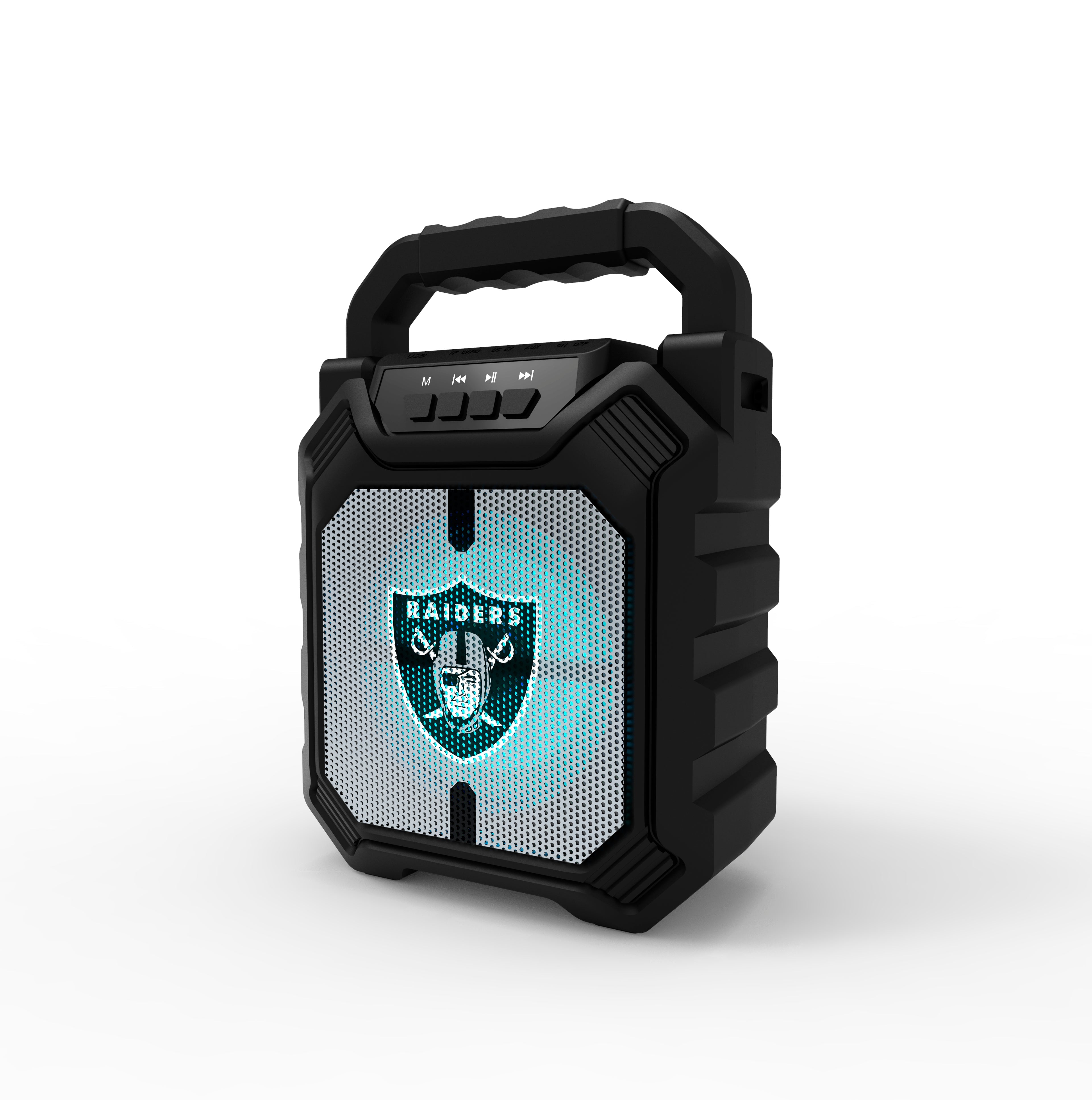 Las Vegas Raiders NFL Syncable Bluetooth Speaker with LED Lights & FM Radio
