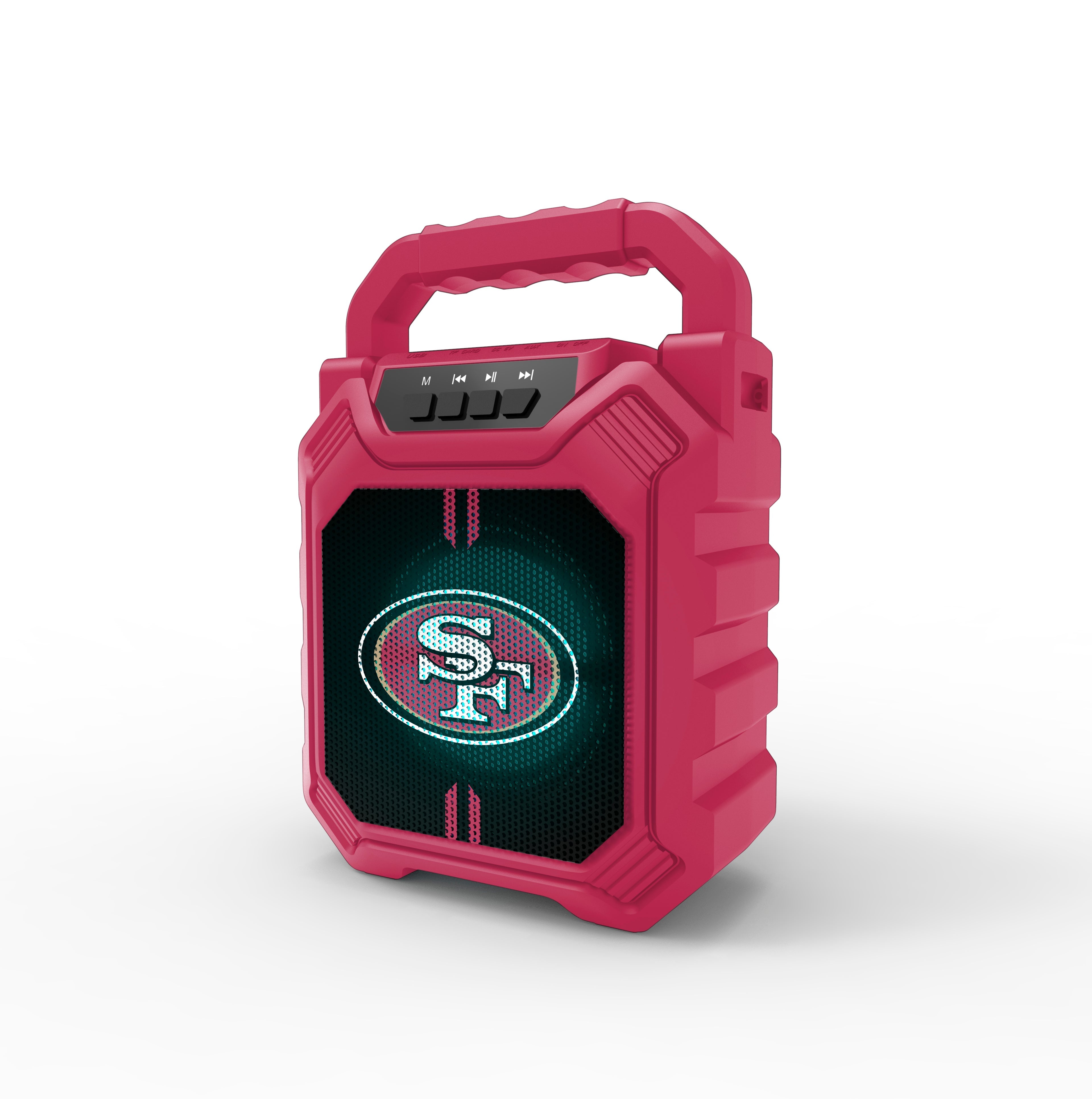 San Francisco 49ers NFL Syncable Bluetooth Wireless Speaker with LED Lights
& FM Radio