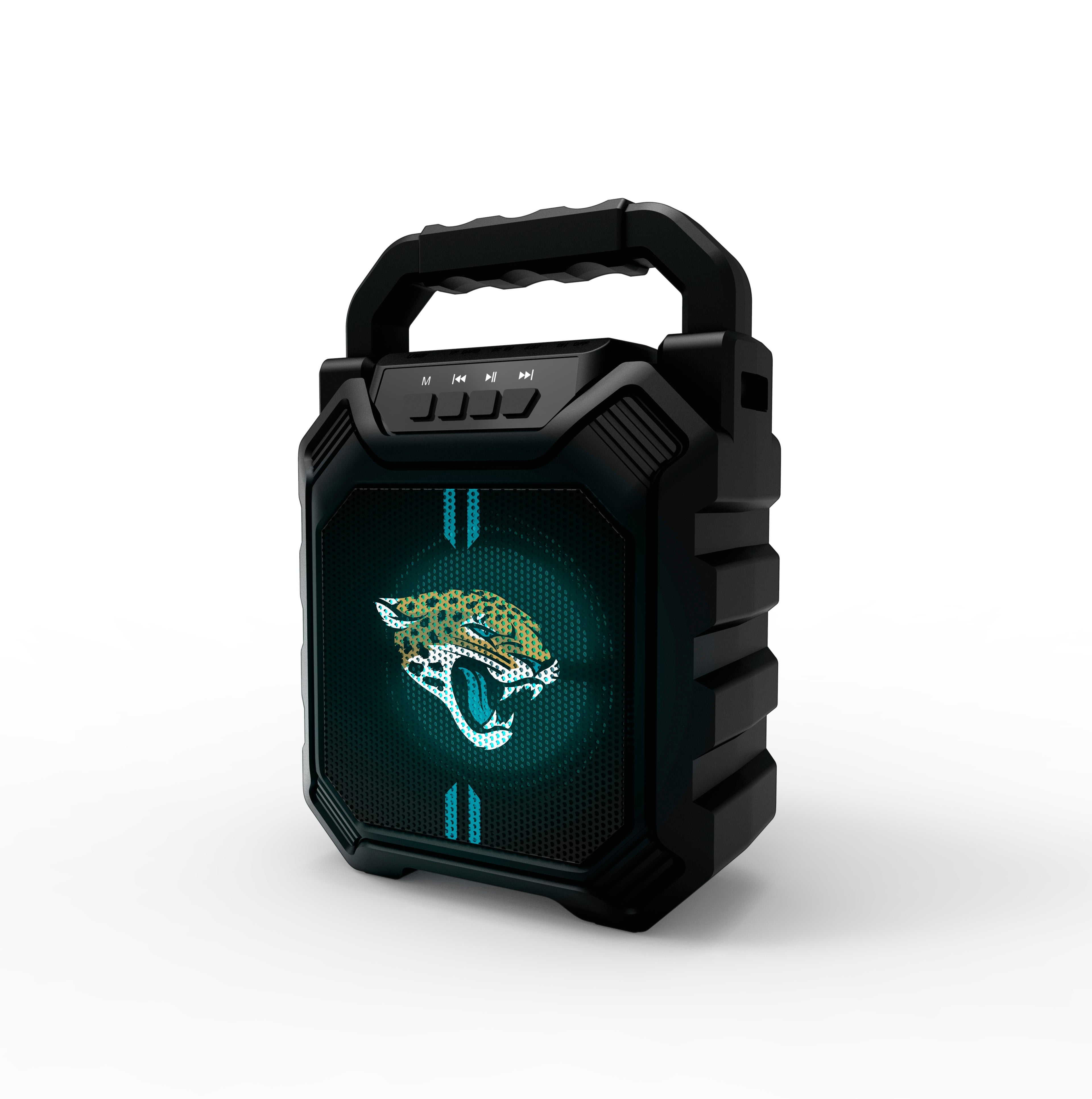 Jacksonville Jaguars NFL Syncable Bluetooth Wireless Speaker with LED Lights
& FM Radio
