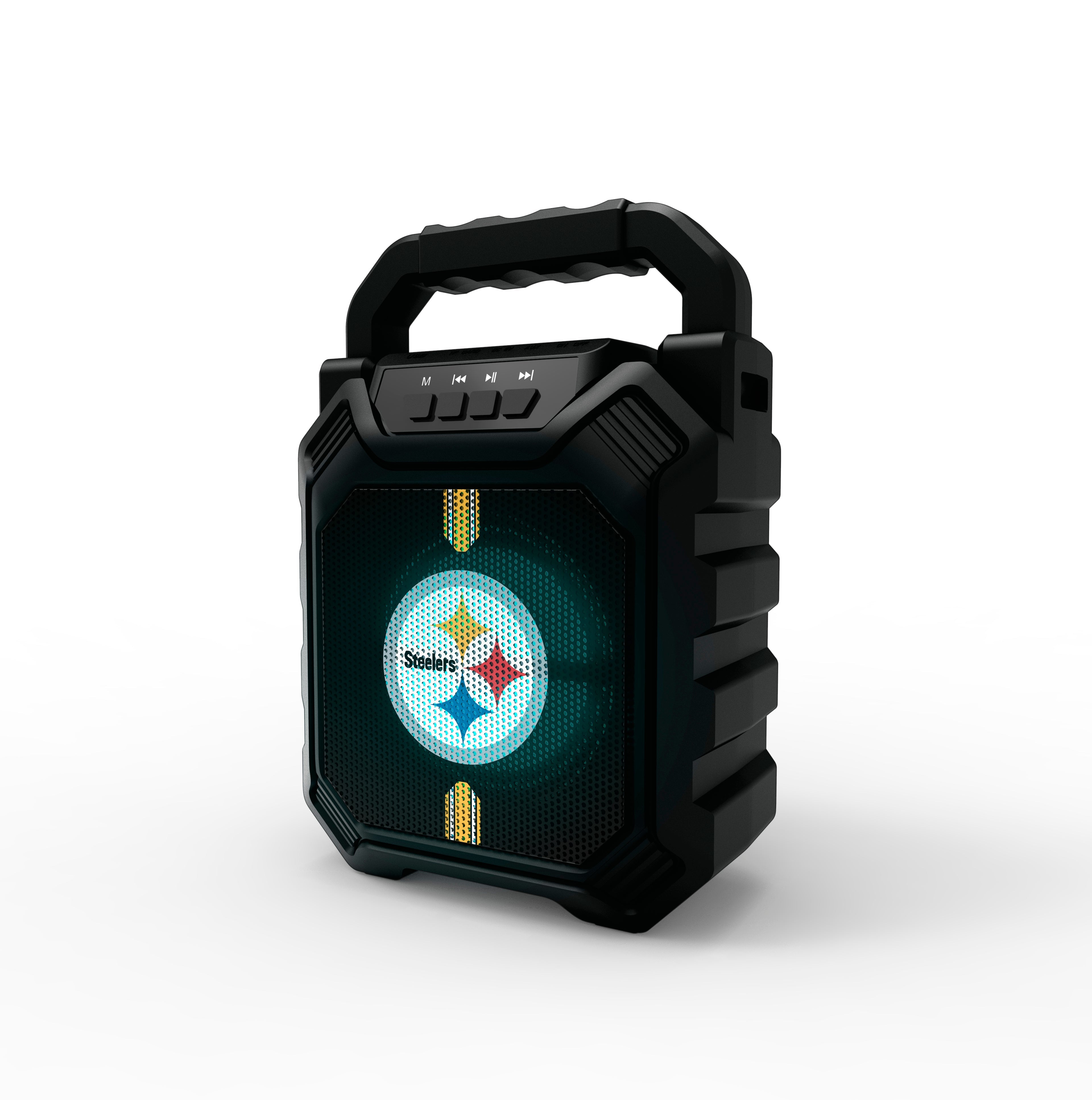 Pittsburgh Steelers NFL Syncable Bluetooth Wireless Speaker with LED Lights
& FM Radio