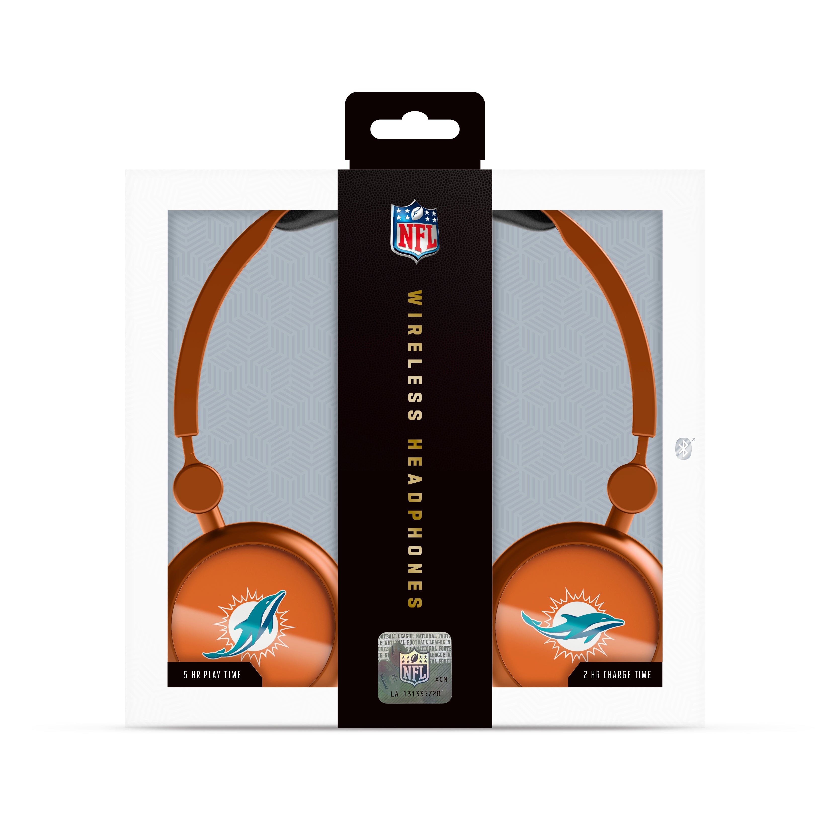 Miami Dolphins NFL Lightweight Wireless Bluetooth On-Ear Headphones