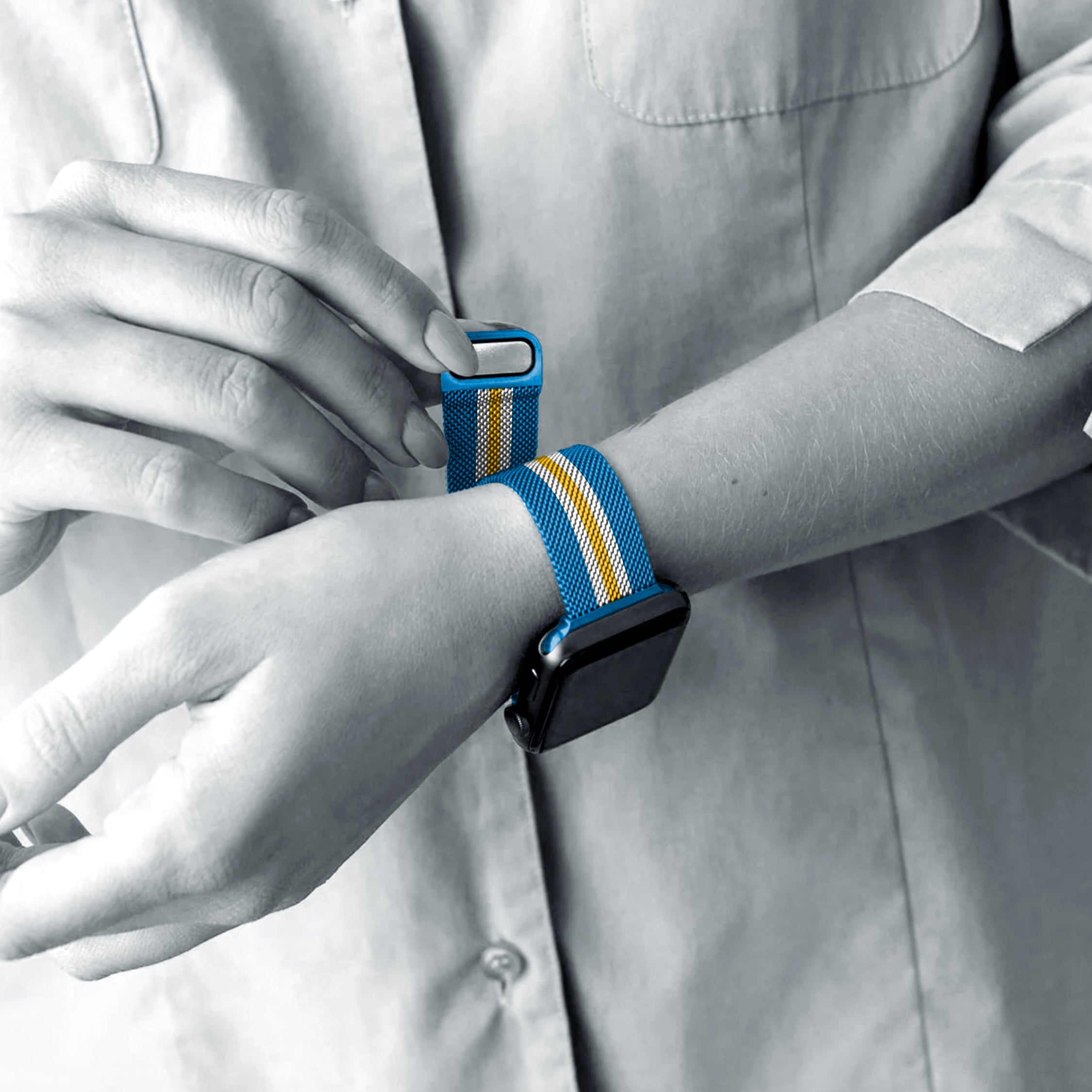 LA Chargers NFL Striped Metallic Watch Band (38mm)