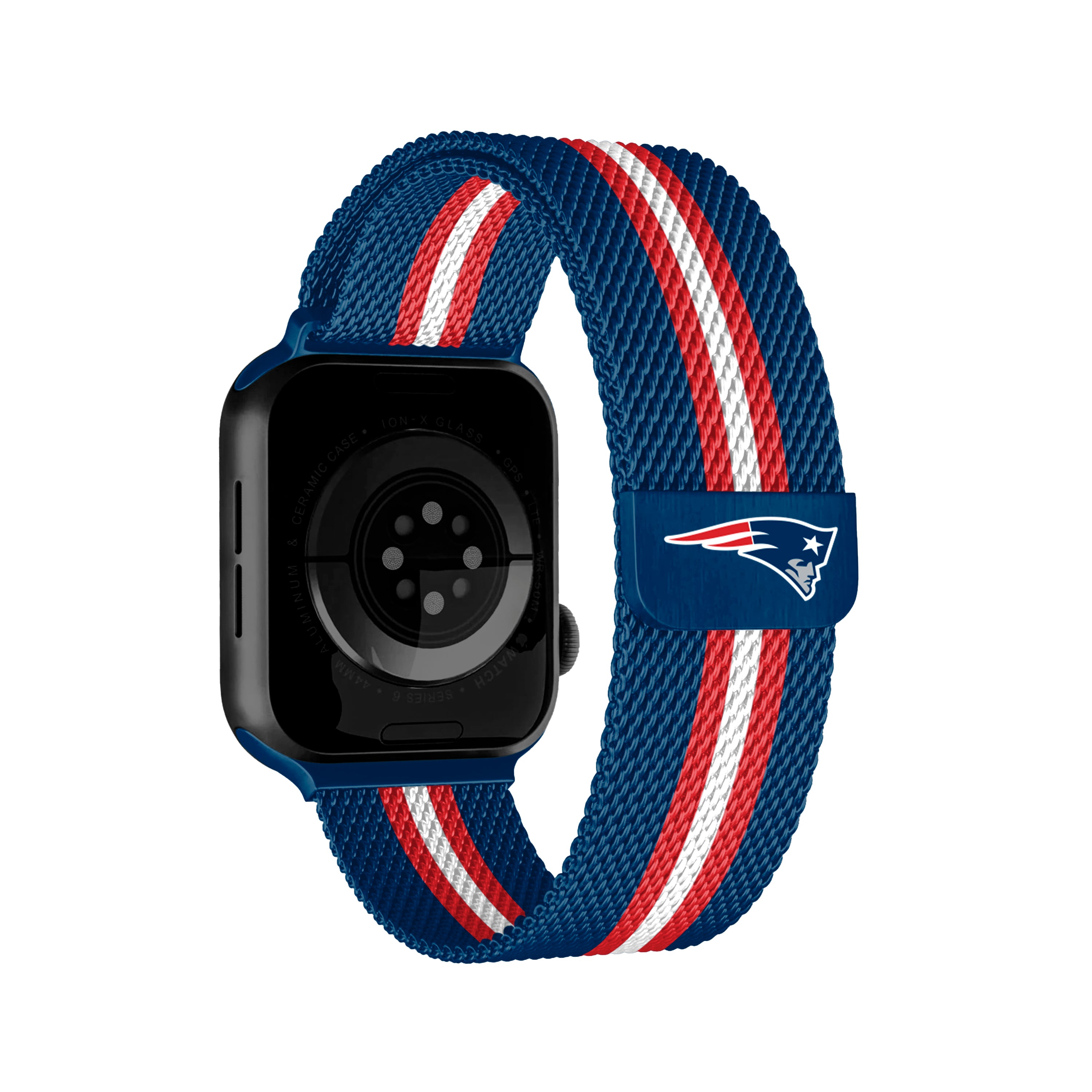 New England Patriots NFL Striped Metallic Watch Band (38mm)
