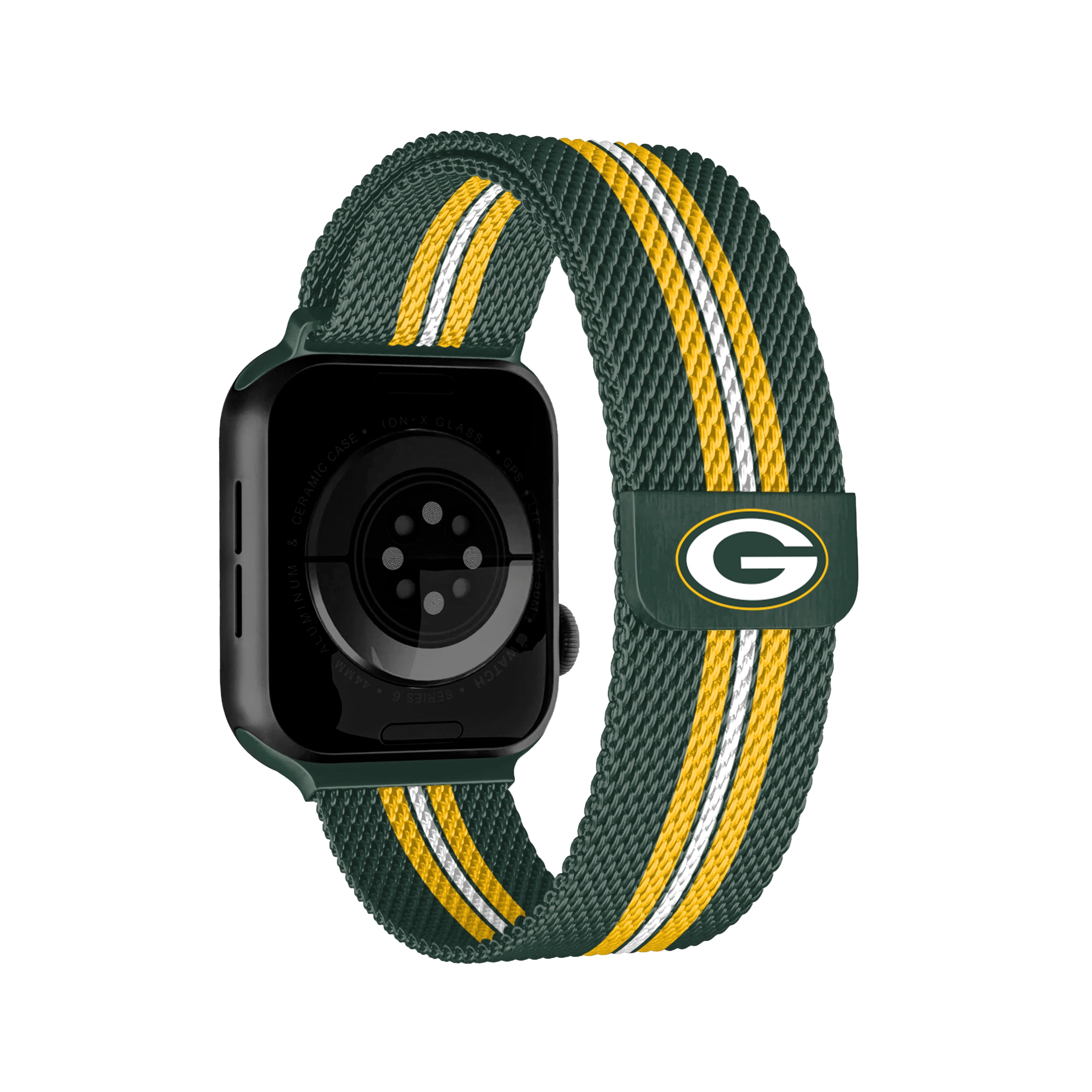 Green Bay Packers NFL Striped Metallic Watch Band (42mm)