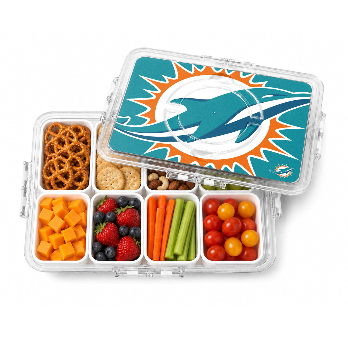 SOAR NFL Snackle Box- 8 Compartments- Miami Dolphins