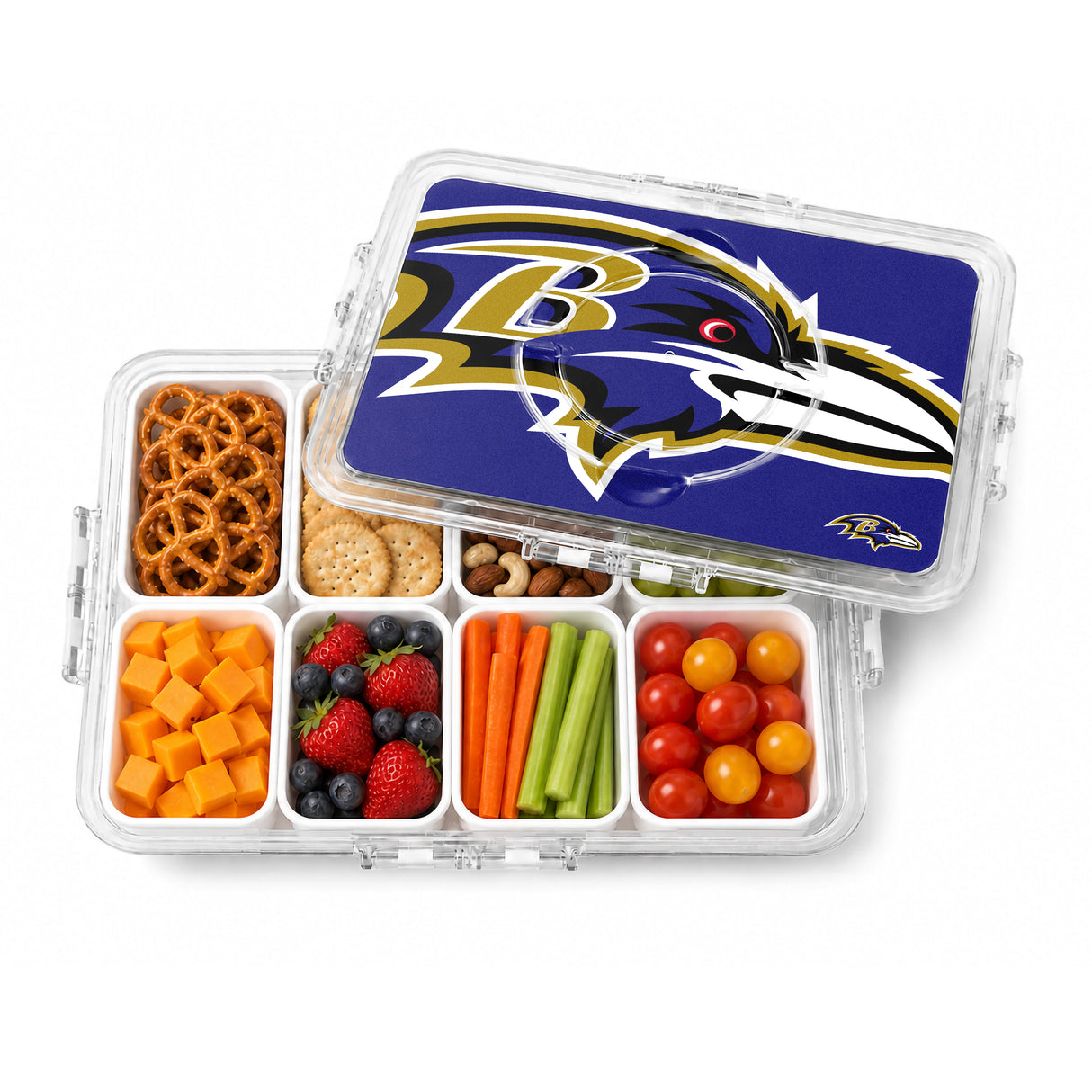 SOAR NFL Snackle Box- 8 Compartments- Baltimore Ravens