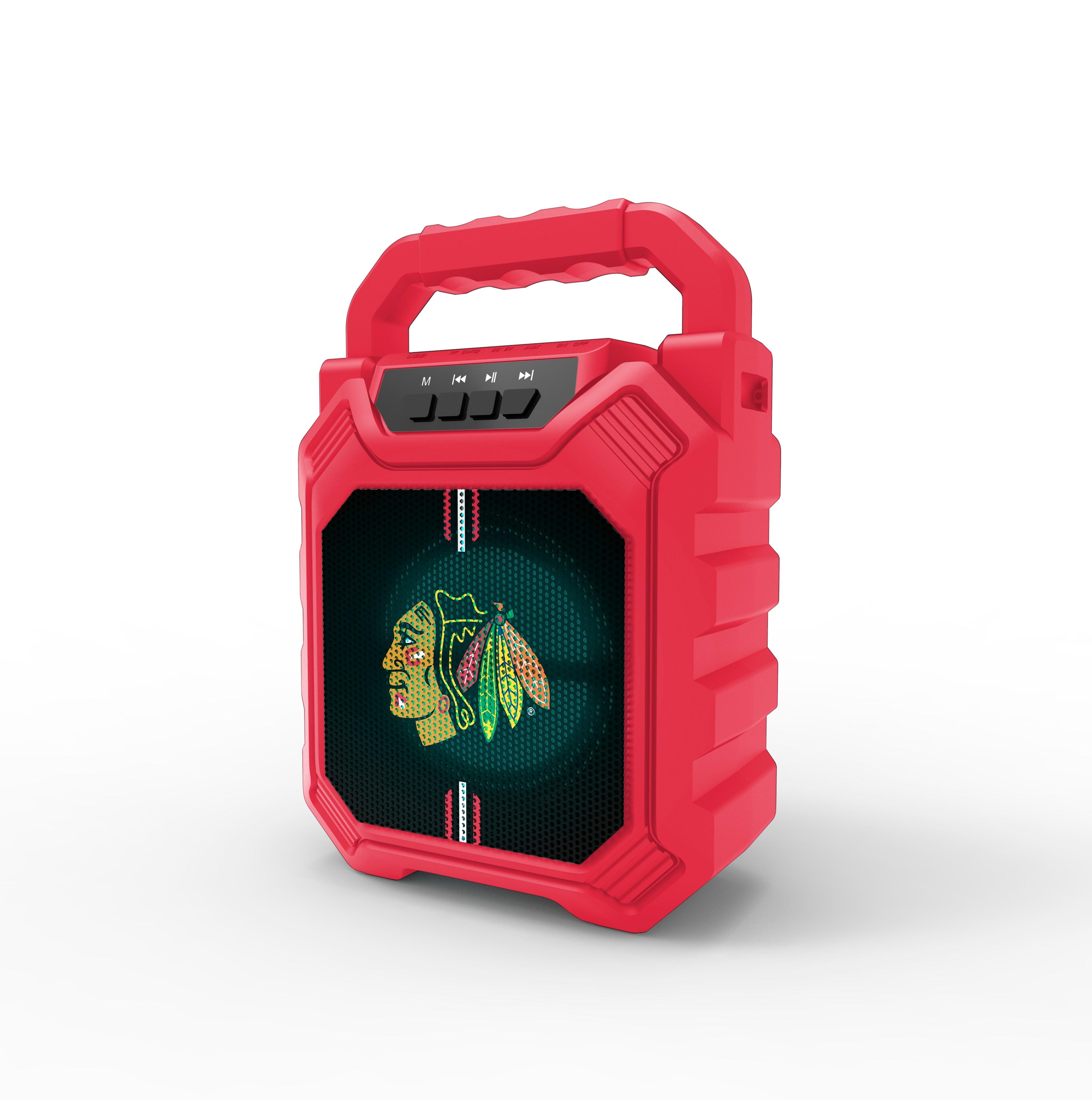 Chicago Blackhawks NHL Syncable Bluetooth Wireless Speaker with LED Lights
& FM Radio
