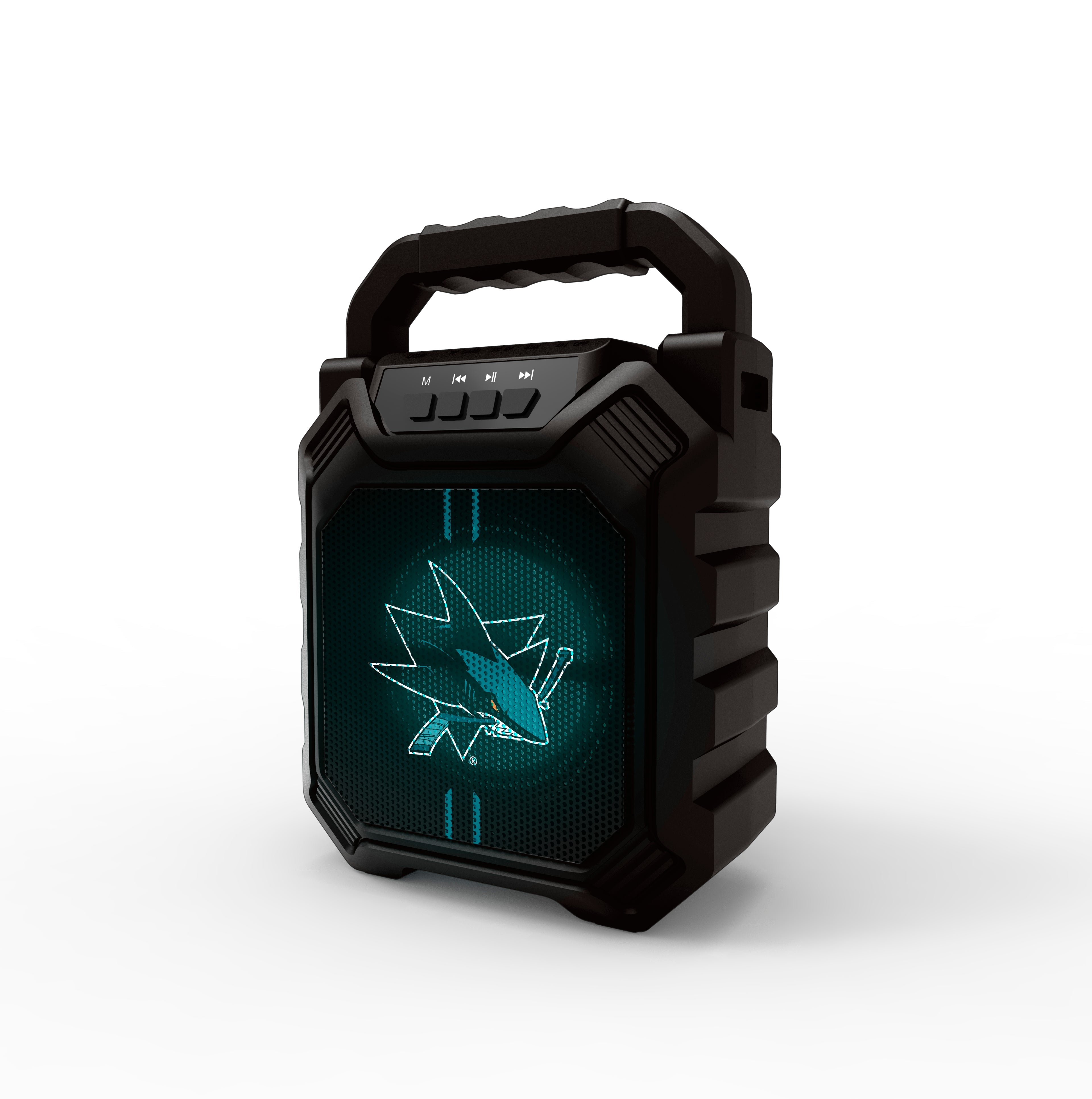 San Jose Sharks NHL Syncable Bluetooth Wireless Speaker with LED Lights
& FM Radio