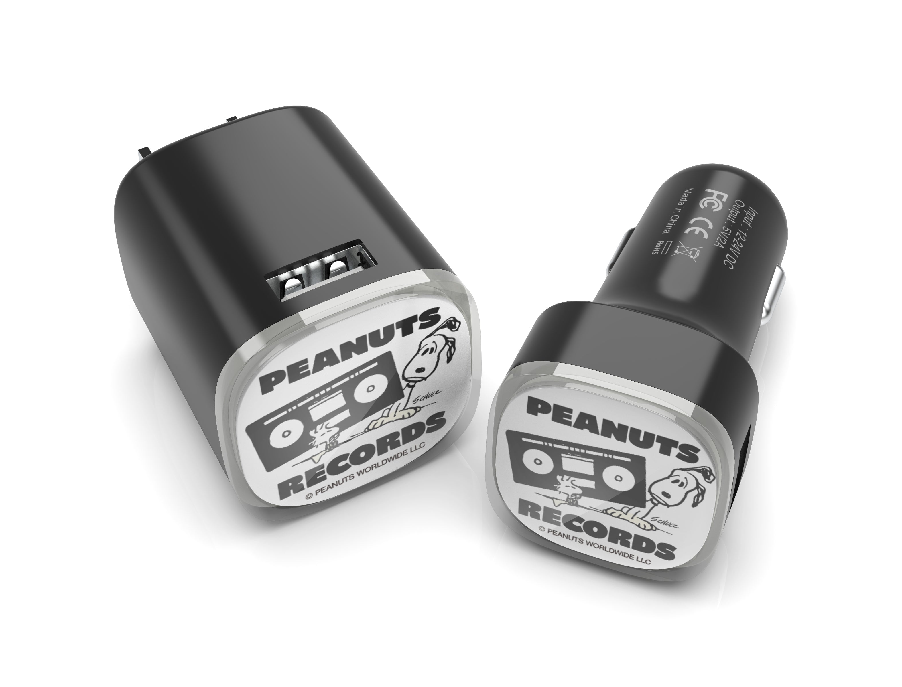 Peanuts Black Records Wall and Car Charger Combo