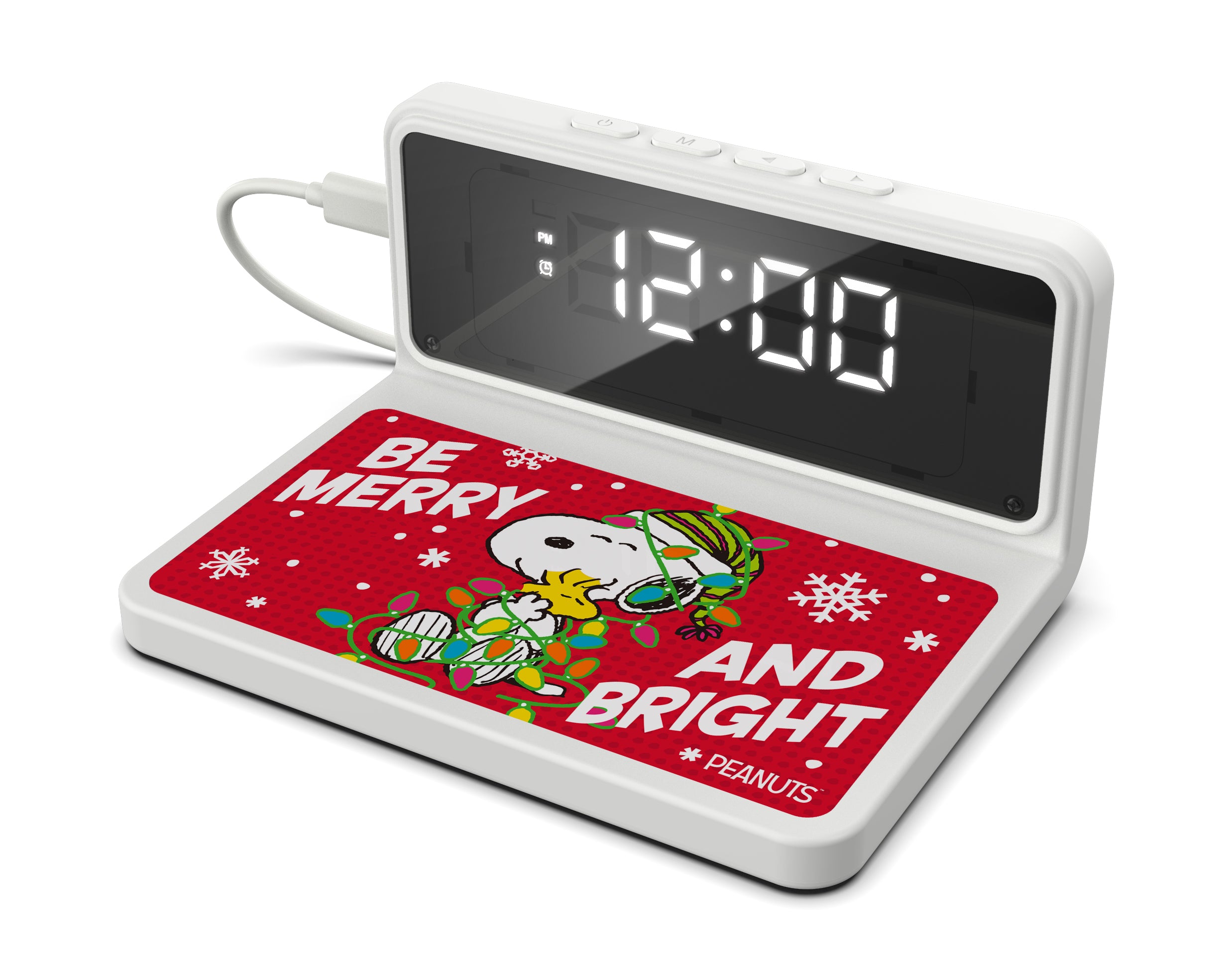 Peanuts White Christmas Special Snoopy Alarm Clock and Wireless Charger