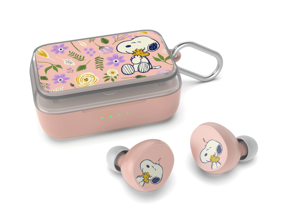 Peanuts In Bloom Pink Floral True Wireless Bluetooth Earbuds