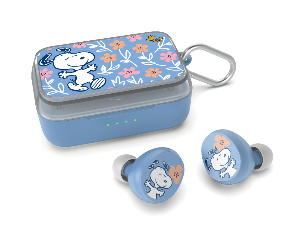 Peanuts In Bloom Blue Floral True Wireless Bluetooth Earbuds