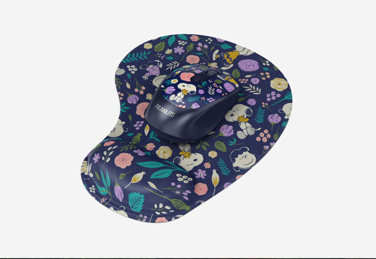 Peanuts In Bloom Violet Floral Mouse and Mousepad Combo