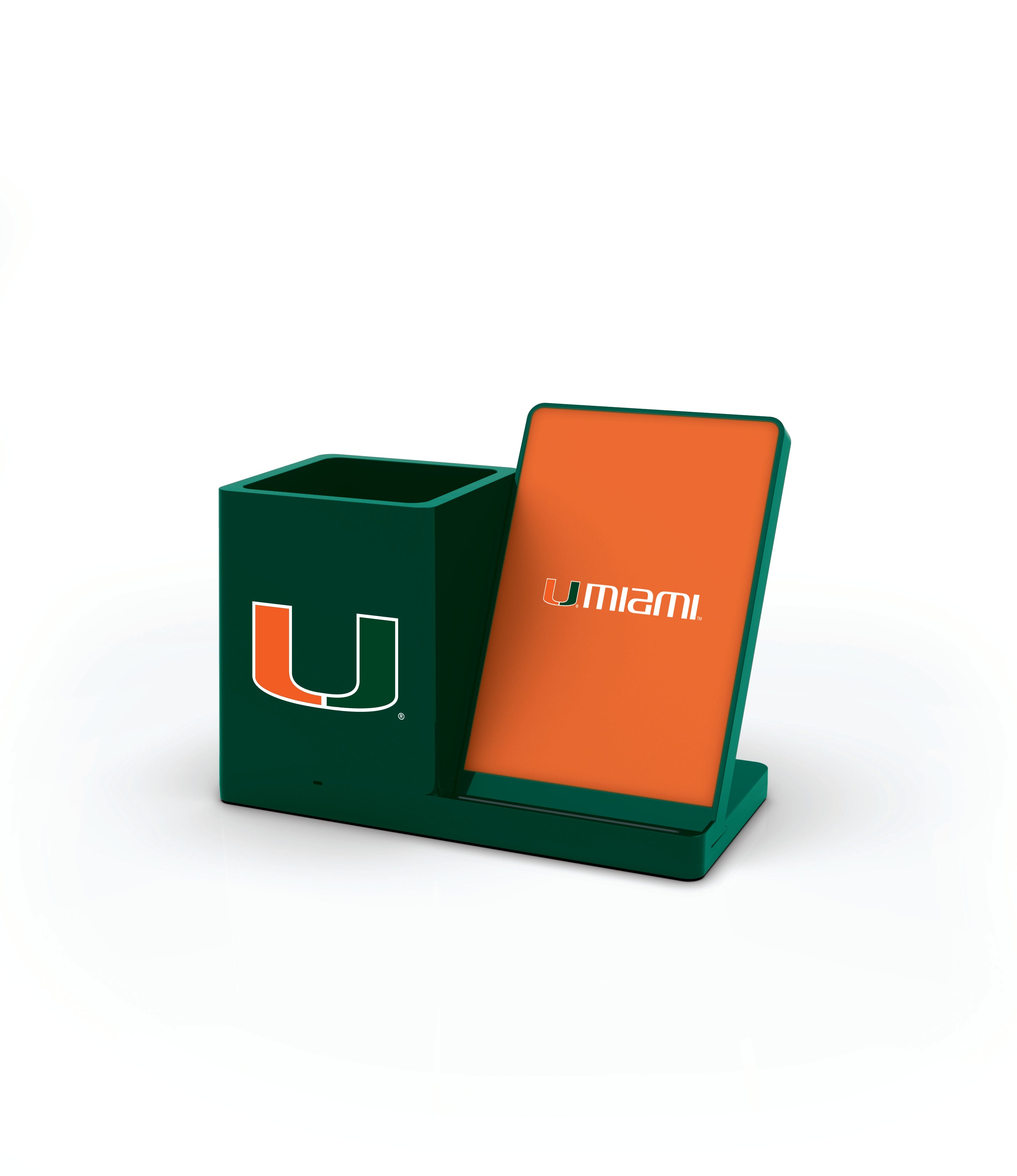 Miami Hurricanes NCAA Cell Phone Wireless Charging Stand and Desktop Organizer