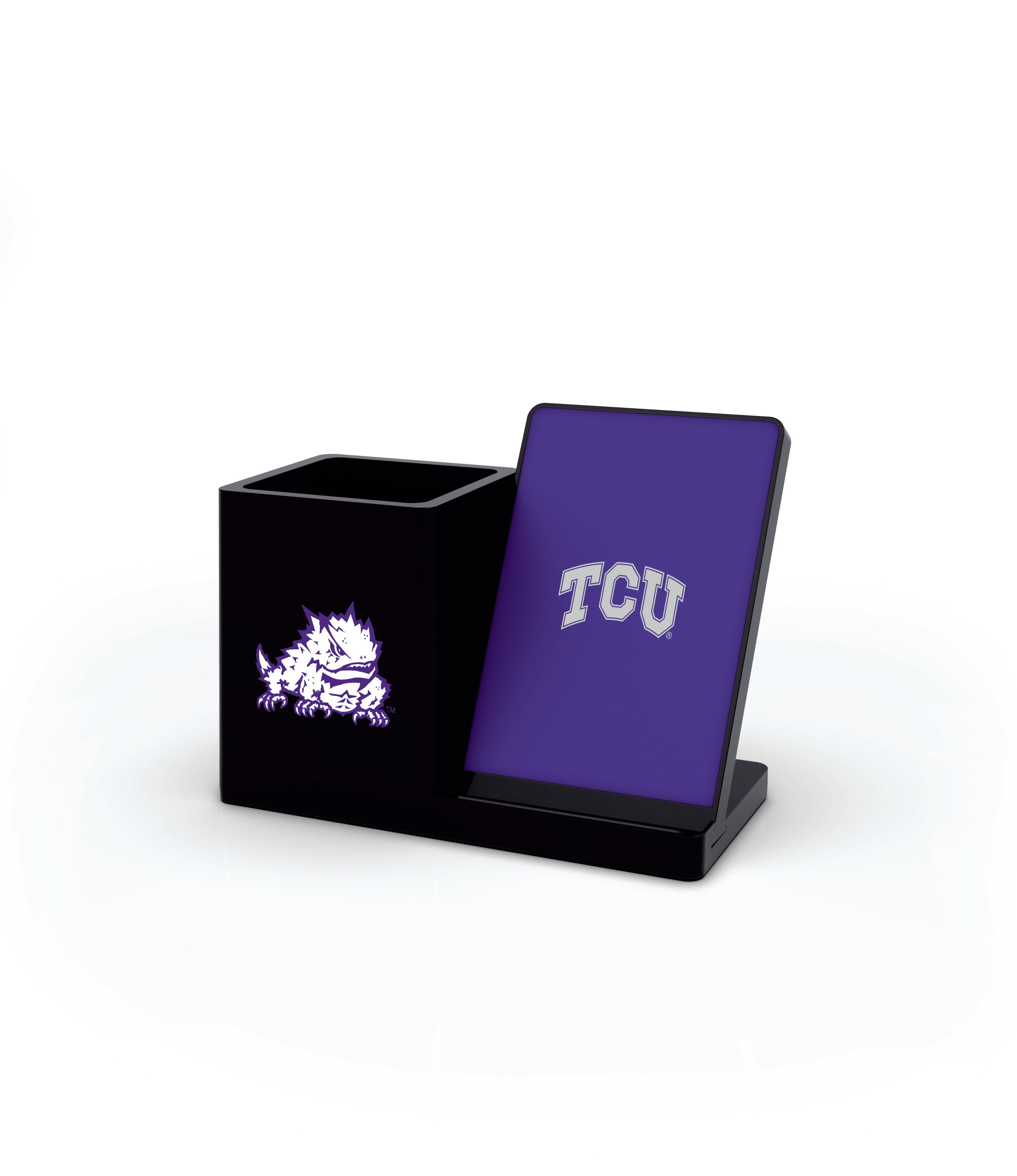Tcu Horned Frogs NCAA Cell Phone Wireless Charging Stand and Desktop Organizer