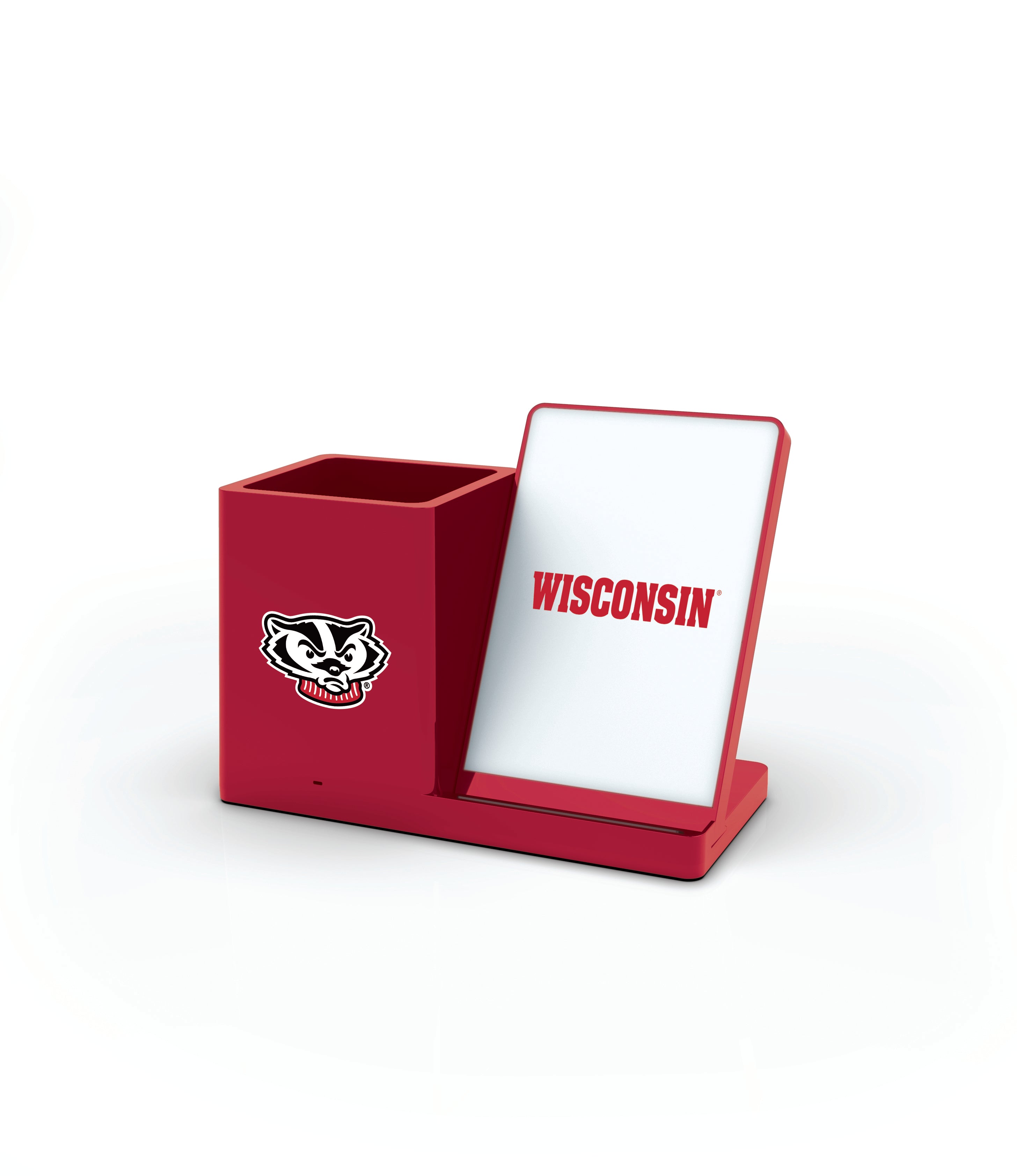 Wisconsin Badgers NCAA Cell Phone Wireless Charging Stand and Desktop Organizer