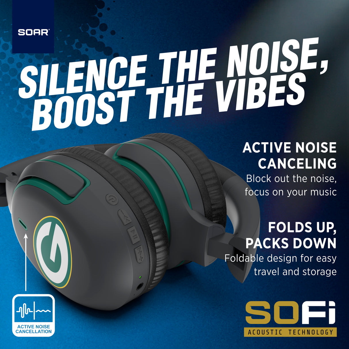 SOAR NFL Active Noise Cancelling Headphones